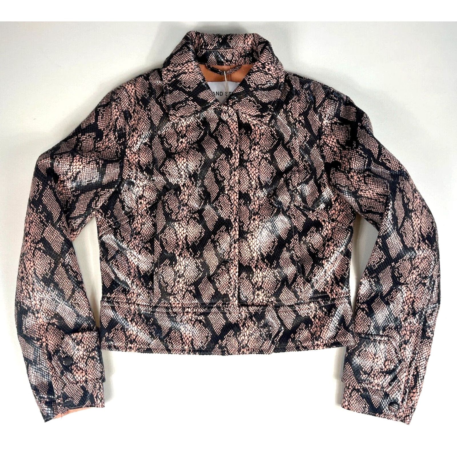 STAND STUDIO Stand Studio Erin Jacket XS Peach Snake - NWT - Faux Snake - Women's Biker Jacket, Short Length, Long Sleeve, Collared, Pockets, City Designer Size XS / US 0-2 / IT 36-38 - 6 Thumbnail
