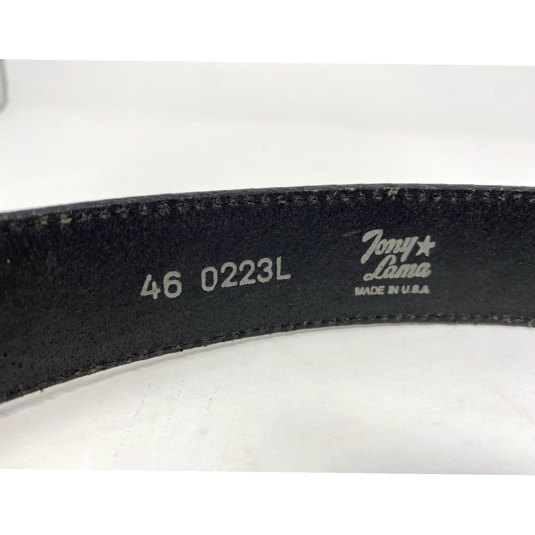 Tony Lama VINTAGE Tony Lama Belt Mens Western Leather Buckle USA Made Black 46 Leather Belt Western Mens US Size 46 - 3 Thumbnail