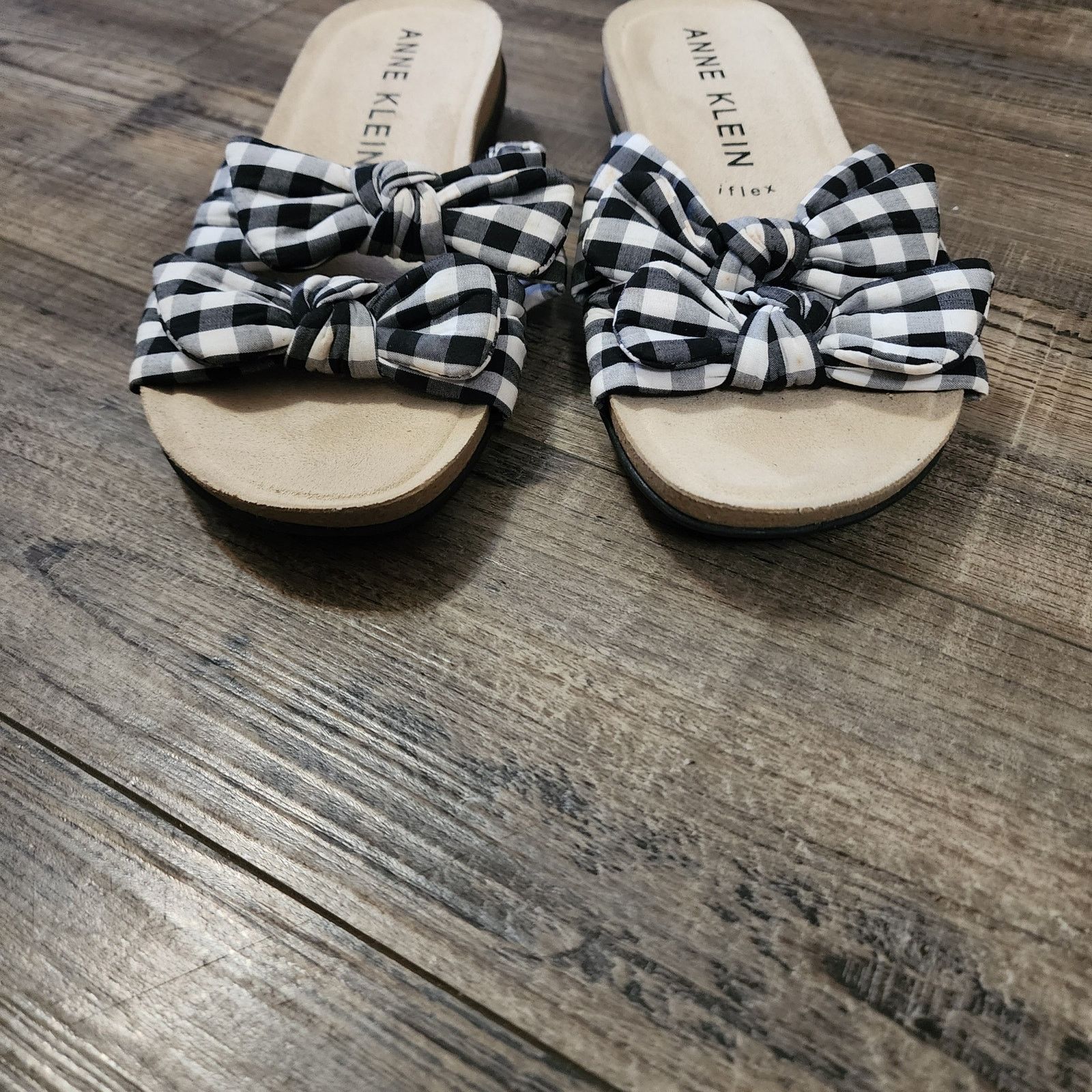 Anne Klein Anne Klein black white plaid sandals shoes womens size 7 SH3 Size US 7 / IT 37 - 5 Thumbnail