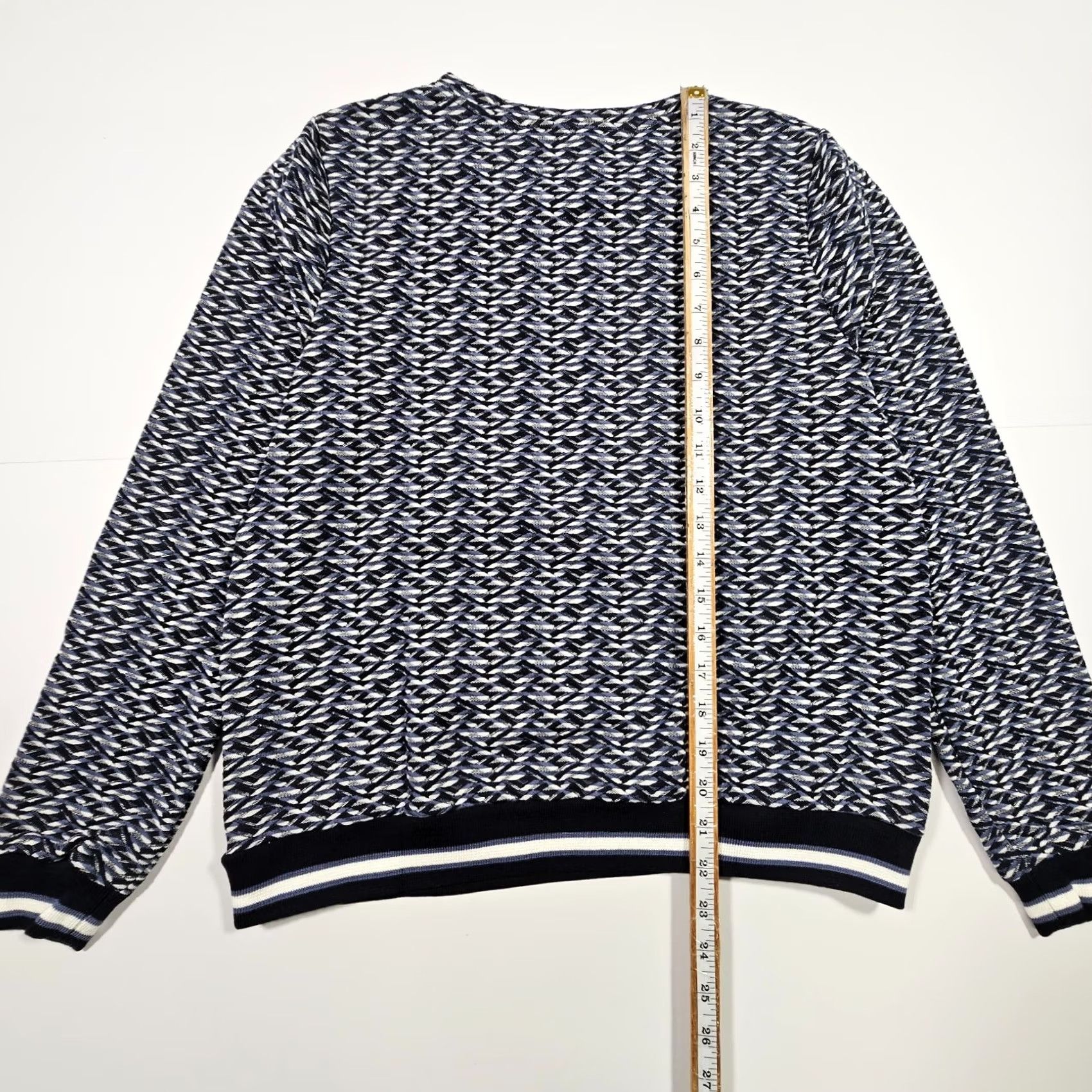 Vintage Betty Barclay Jumper Blue Geometric Knit Pullover Women UK 10 Round Neck Long Sleeve Casual Travel Size L / US 10 / IT 46 - 7 Thumbnail