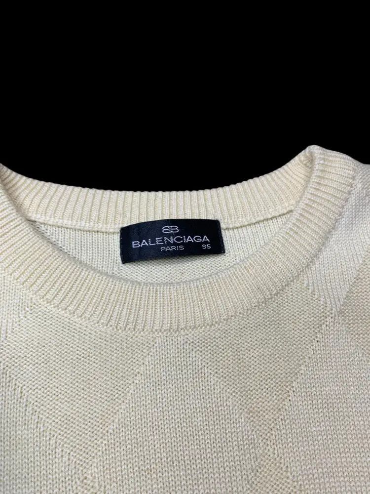 Balenciaga Vintage Belanciaga Logo embroidery diamond wool knitsweater Size US XL / EU 56 / 4 - 9 Thumbnail