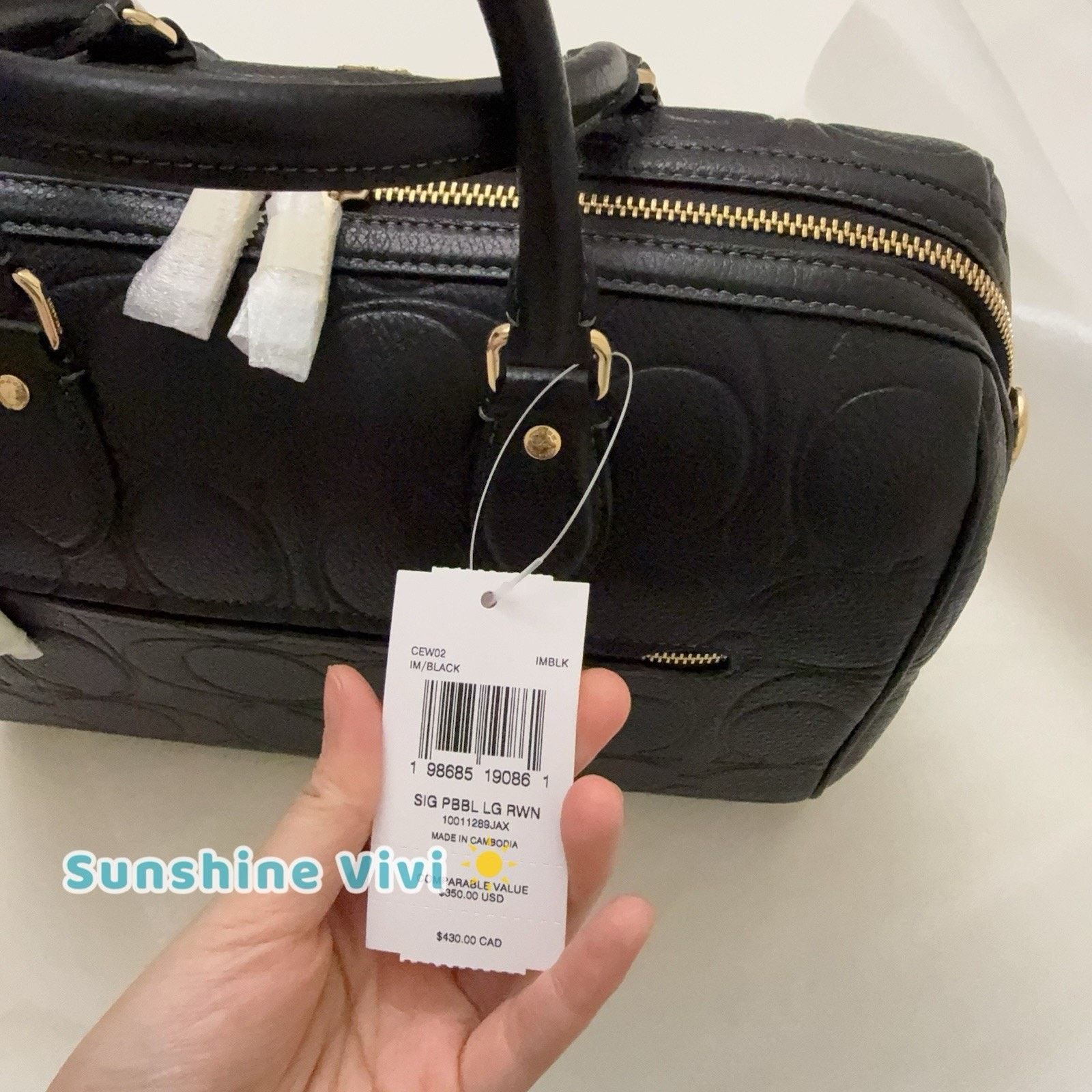 Coach NWT Coach Rowan Large Satchel Bag Leather CEW02 BLACK Gold Size ONE SIZE - 3 Thumbnail
