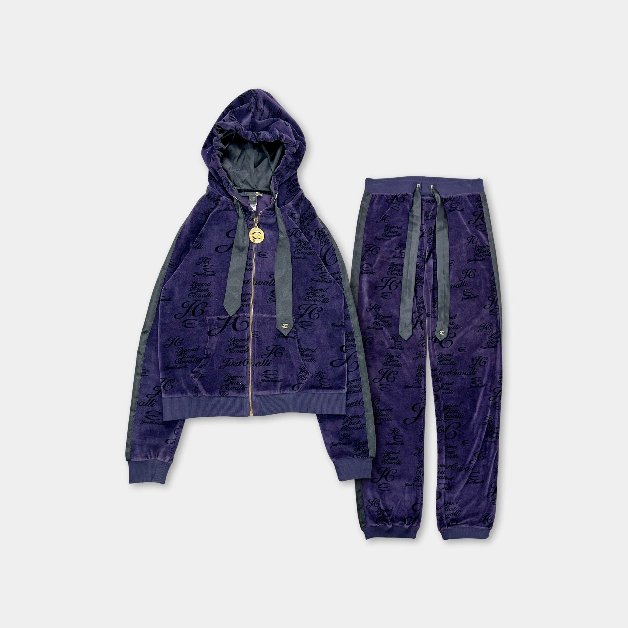 Roberto Cavalli Just Cavalli Purple Velour Two-Piece Set Size S / US 4 / IT 40 - 1 Thumbnail