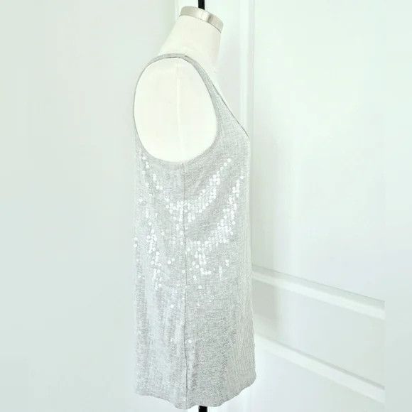 Laundry by Shelli Segal Light Heather Gray Sequin Scoop Neck Tank Top NWOT Size M / US 6-8 / IT 42-44 - 5 Thumbnail