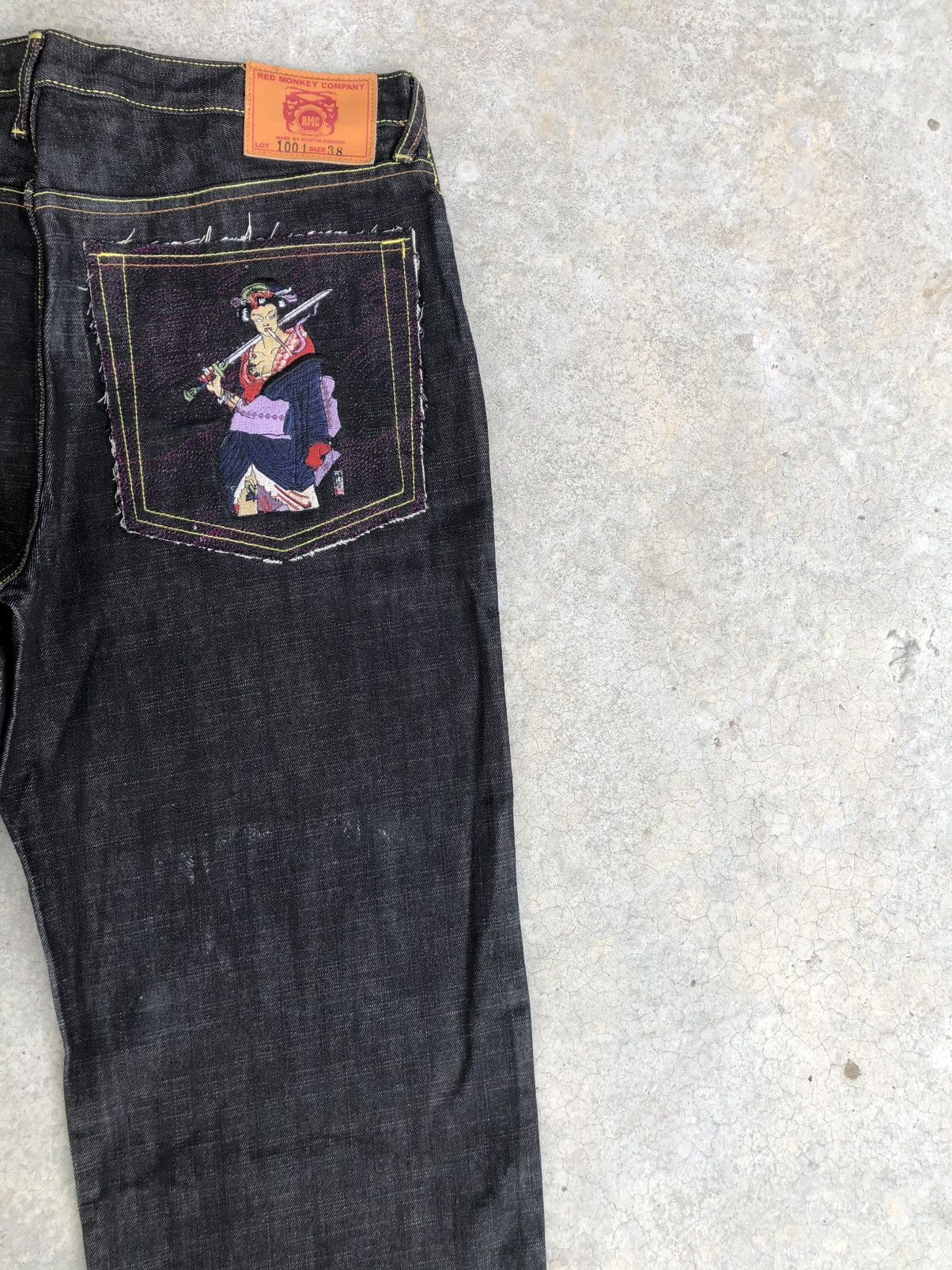 RMC Jeans Red Monkey Company Embroidered Jeans Baggy Jeans Size US 37 - 10 Thumbnail
