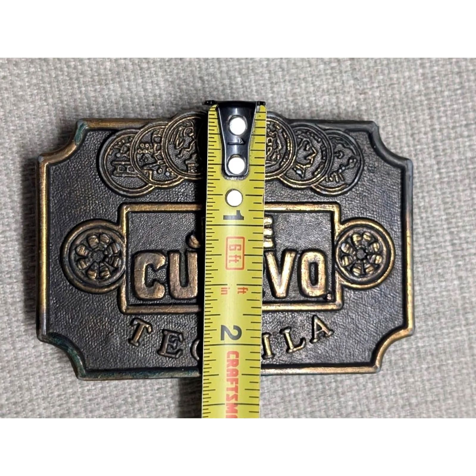 Vintage VINTAGE JOSE CUERVO belt buckle BRASS western belt buckle Mens 2.25" x 3.25" brass Fits Belt 1.75 in Cowboy Tequila 1970s Size ONE SIZE - 6 Thumbnail