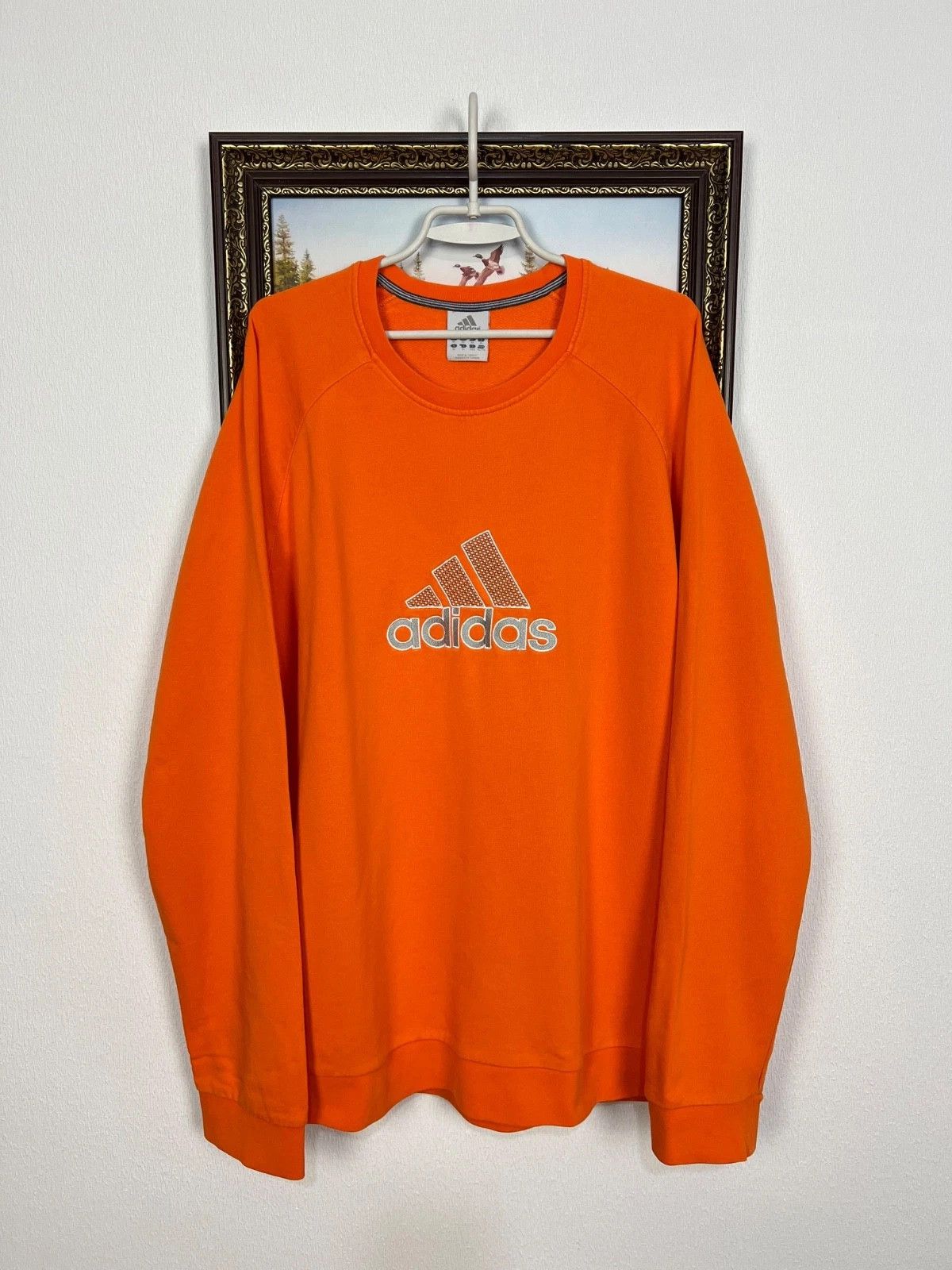 Adidas Vintage Adidas Orange Big Logo Sweatshirt Mens Crewneck Rare Size US XL / EU 56 / 4 - 1 Thumbnail