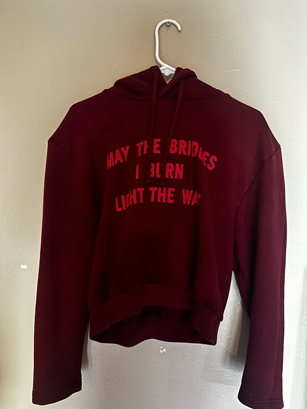 Pre-owned Vetements “may The Bridges I Burn Light The Way” Hoodie In Red