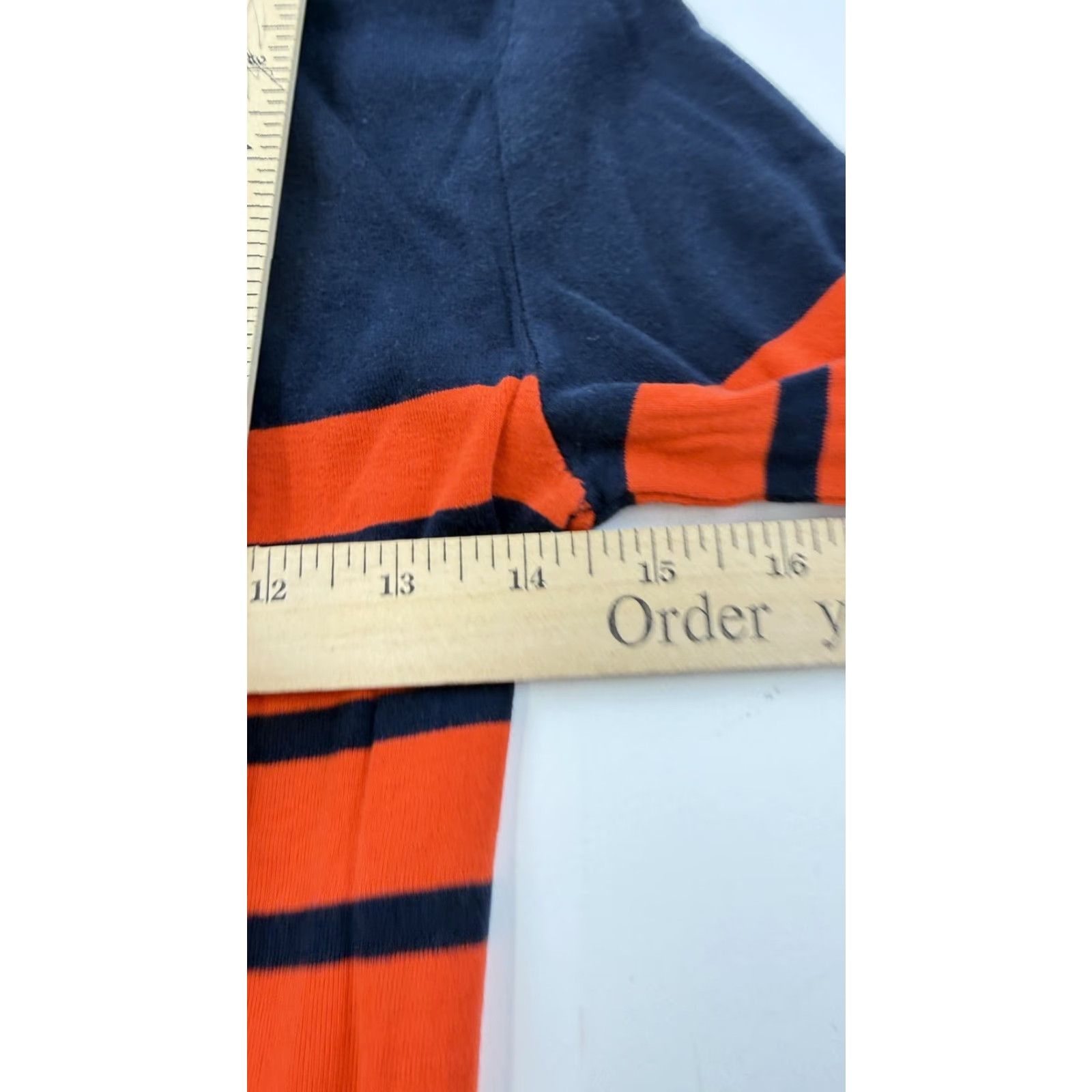 J.Crew J.Crew Shirt Womens Small Orange Navy Stripe Boat Neck Long Sleeve Cotton Top Size S / US 4 / IT 40 - 7 Thumbnail