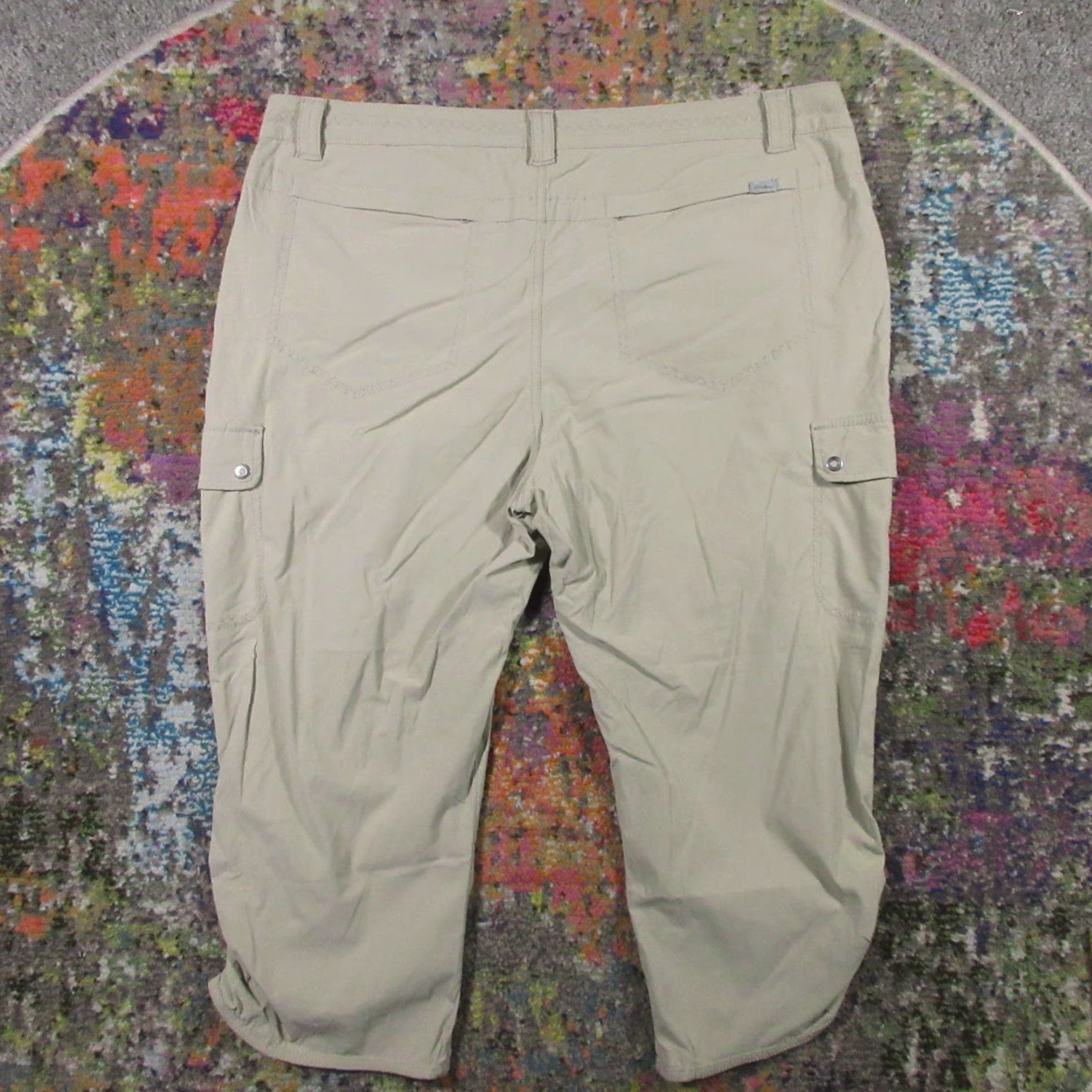 Eddie Bauer Eddie Bauer Pants Womens 16 Beige Cropped Regular Mid Rise Nylon Spandex Light Stretch Pockets Zipper Button Logo Solid Nature Size 38" / US 16 / IT 52 - 2 Thumbnail