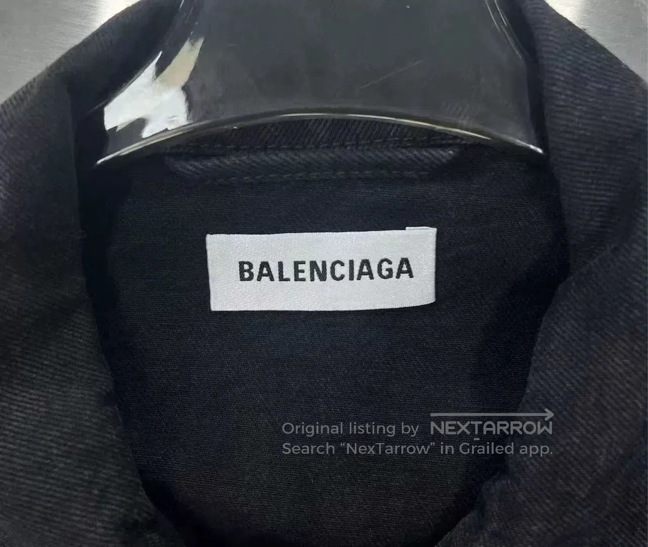 Balenciaga Balenciaga Black Gray Denim Jacket with Logo. Size US XS / EU 42 / 0 - 3 Thumbnail