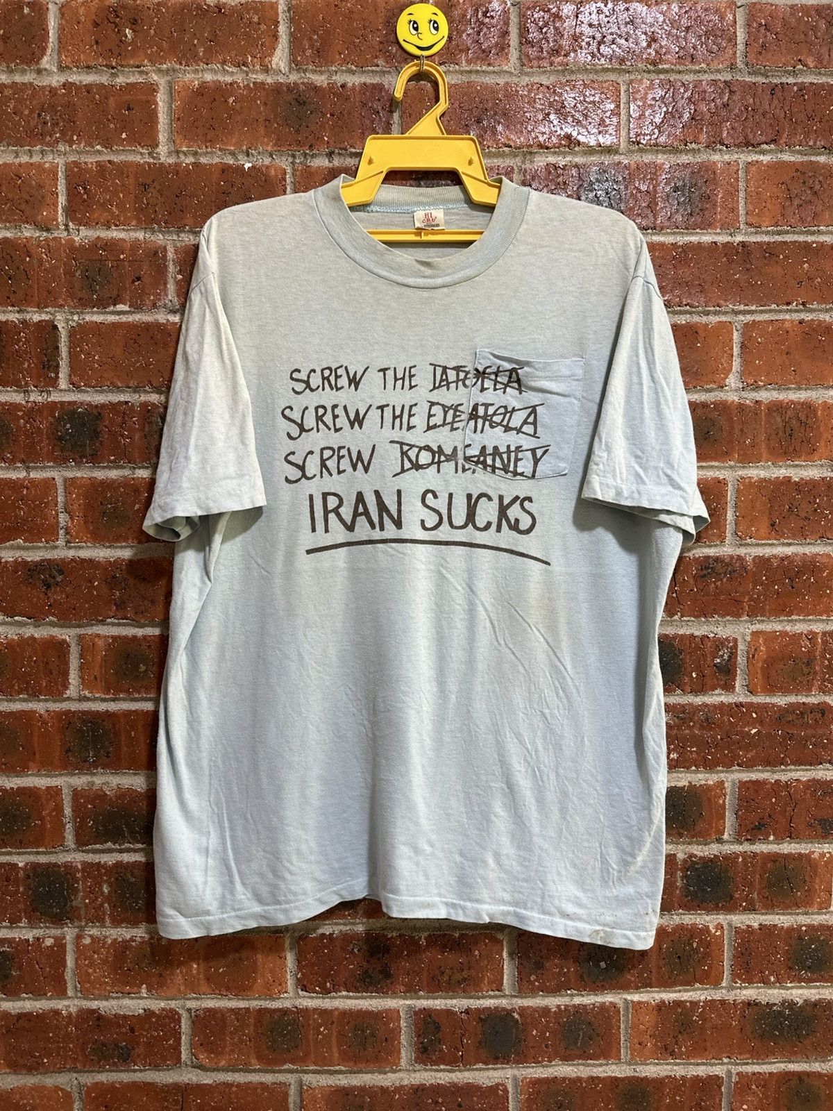 Vintage Thrashed Vintage 80s Screw The Iran Suck Stedman Sun Faded Size US XL / EU 56 / 4 - 1 Thumbnail