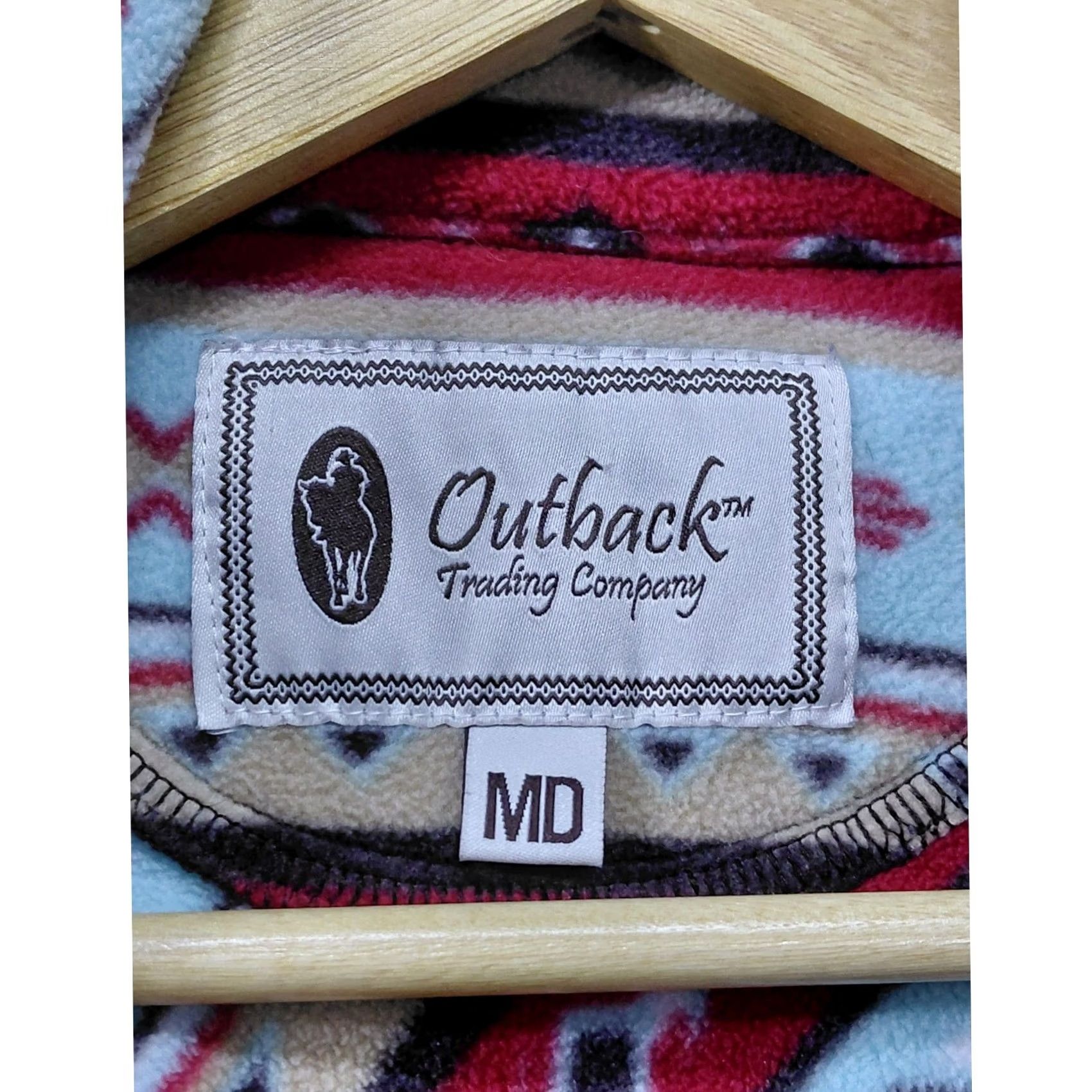 Vintage Outback Trading Company Pullover Fleece Sweater Red Blue M Mens Size US M / EU 48-50 / 2 - 4 Thumbnail