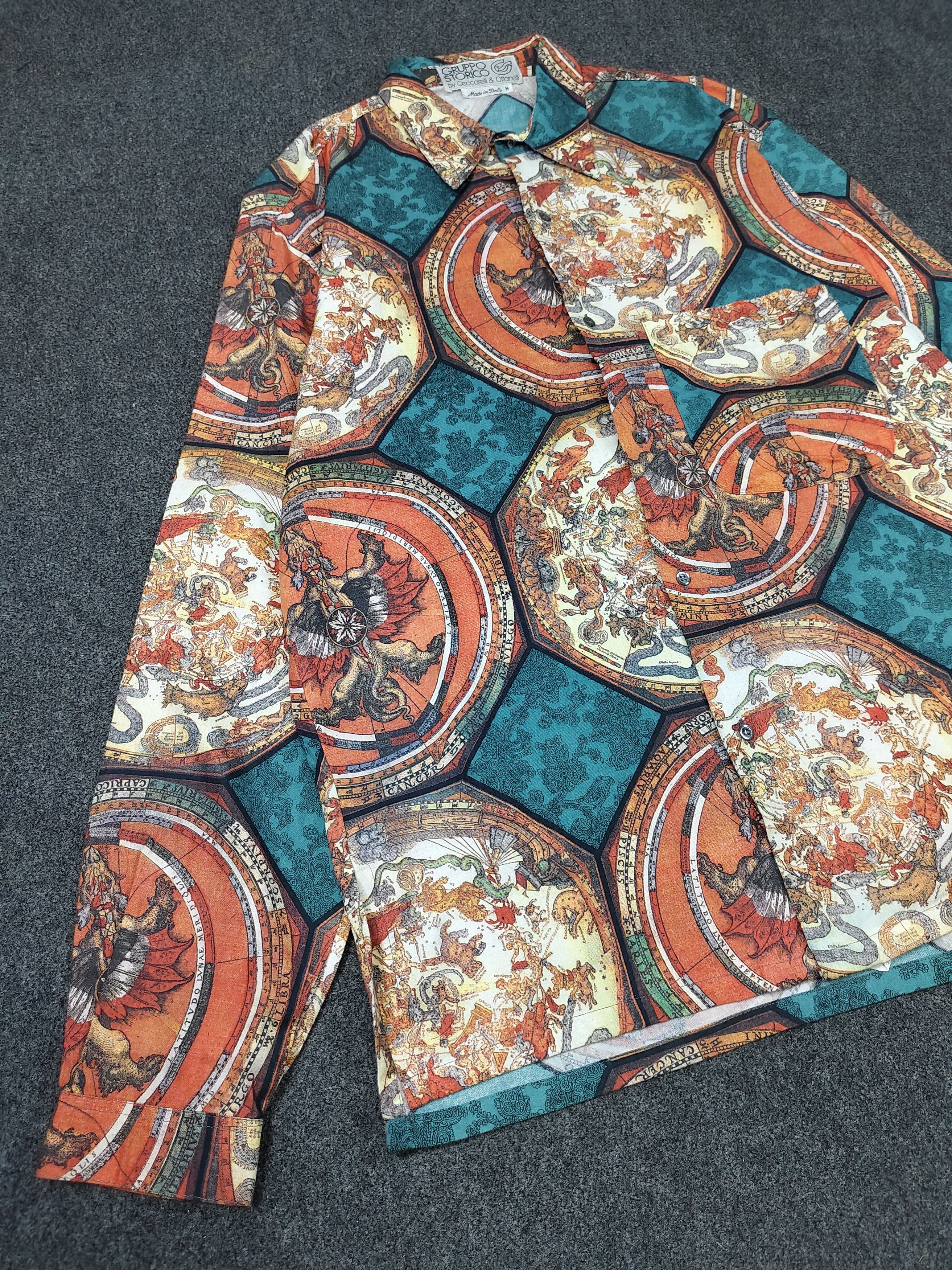 Vintage 90s Gruppo Storico- Rare Design Renaissance Zodiac Art Shirt Size US L / EU 52-54 / 3 - 4 Thumbnail