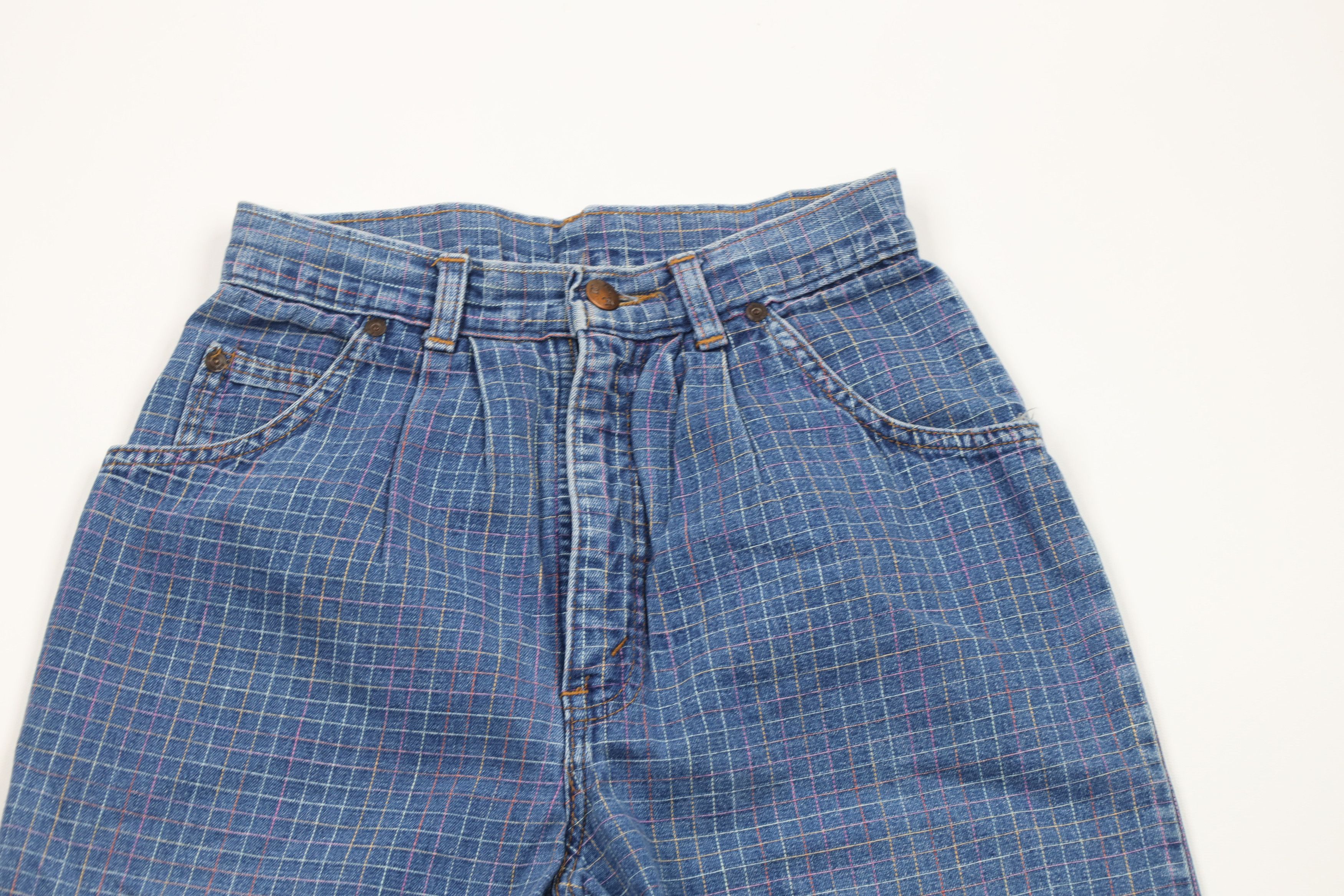Vintage Vintage 70s Streetwear Pleated Rainbow Plaid Jeans USA Size 32" / US 10 / IT 46 - 2 Thumbnail