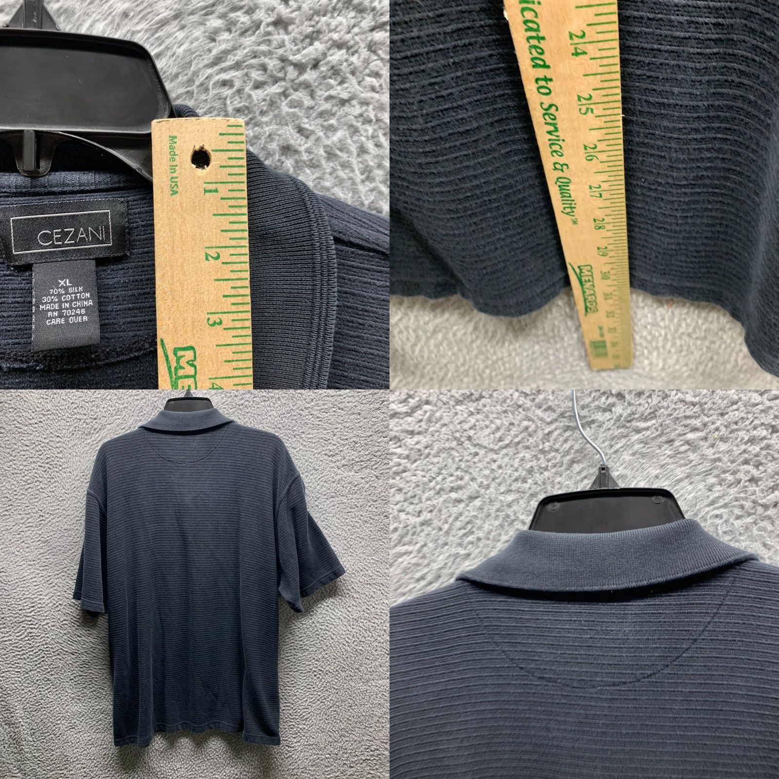 Vintage VINTAGE Cezani Shirt XL Black Silk Cotton Striped Polo Short Sleeve Mens Size US XL / EU 56 / 4 - 8 Thumbnail