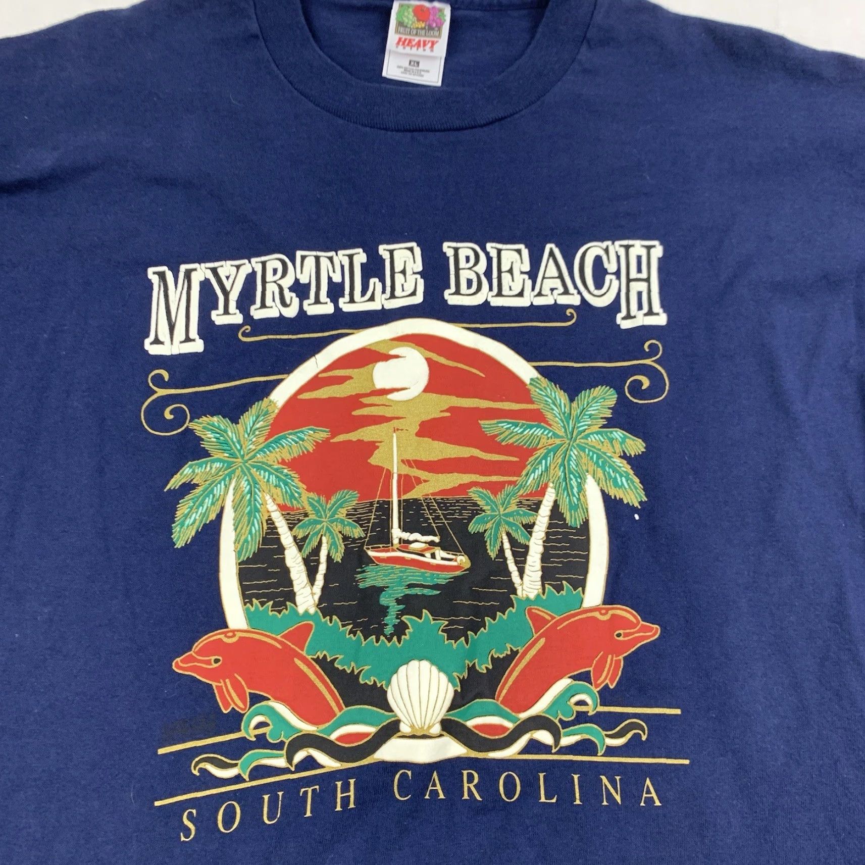 Fruit Of The Loom VINTAGE Myrtle Beach Shirt Men XL Blue 90s Beach Nature Travel USA Shirt Size US XL / EU 56 / 4 - 2 Thumbnail