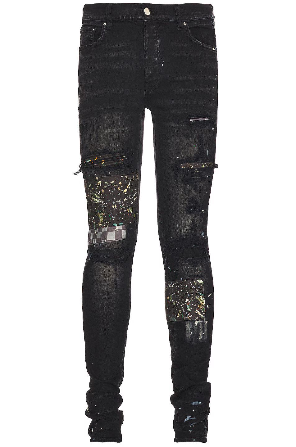 Amiri o1mle0426 Artpatch Paint/Checker Jeans in Aged Black Size US 30 / EU 46 - 4 Thumbnail