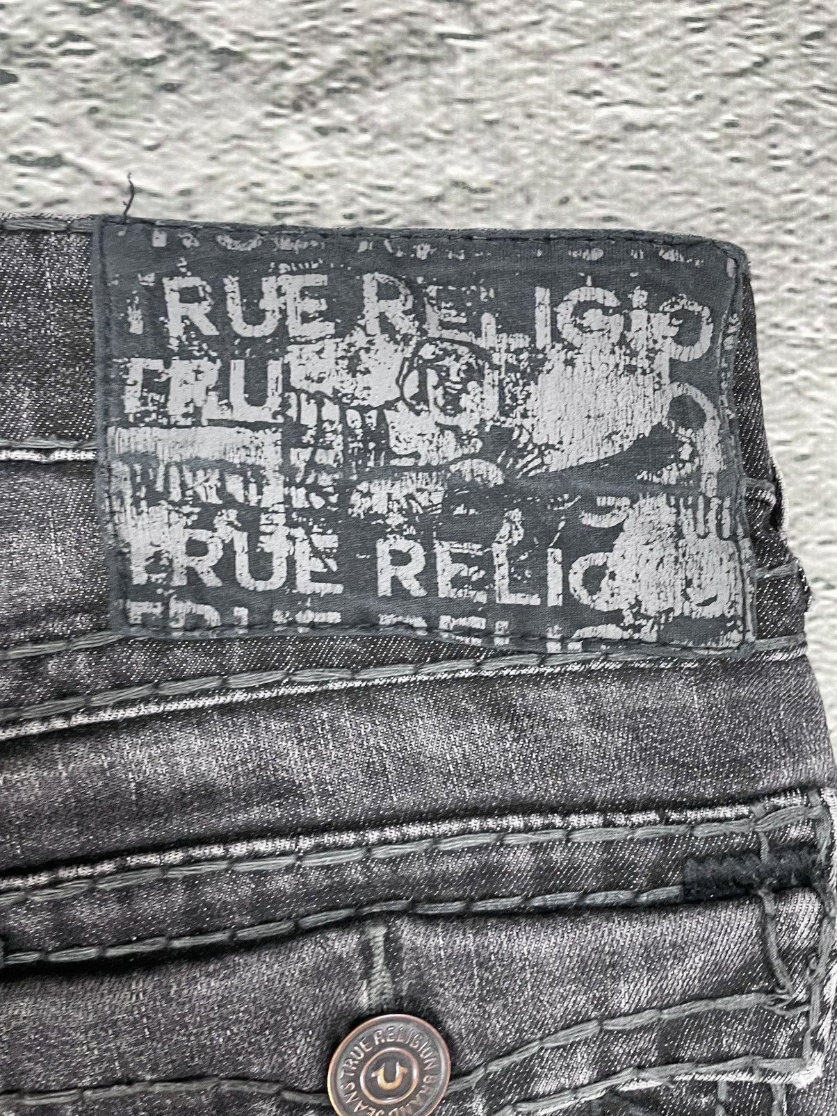 True Religion True Religion black dark grey jeans thick stitching Ricky Size US 34 / EU 50 - 9 Thumbnail