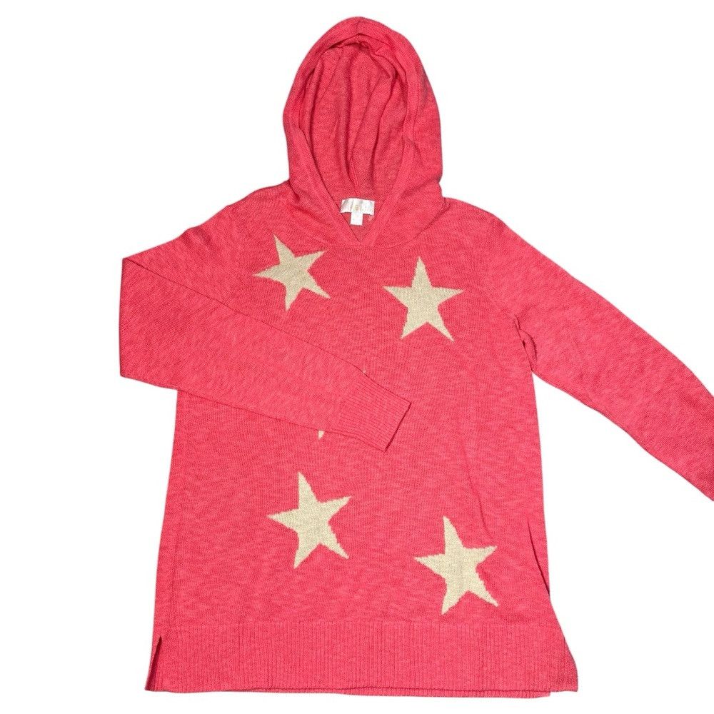 Other New Belle by Kim Gravel Summer Stars Slub Coral Sweater Hoo Size S / US 4 / IT 40 - 3 Thumbnail