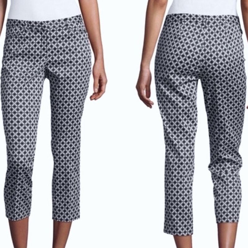Laundry by Shelli Segal Laundry by Shelli Segal Blue White Slim Fit Cropped Pants 6 Size 28" / US 6 / IT 42 - 1 Thumbnail