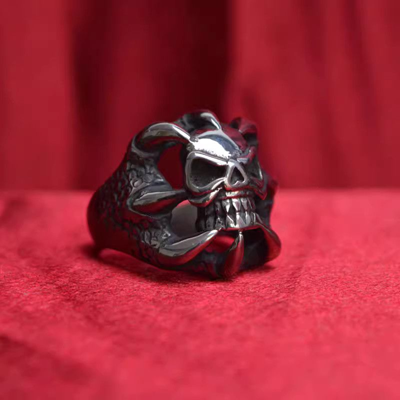 Jewelry Skull Punk Jewelry Rings Open Size Chrome Ring (Size 7-13) Size ONE SIZE - 1 Thumbnail