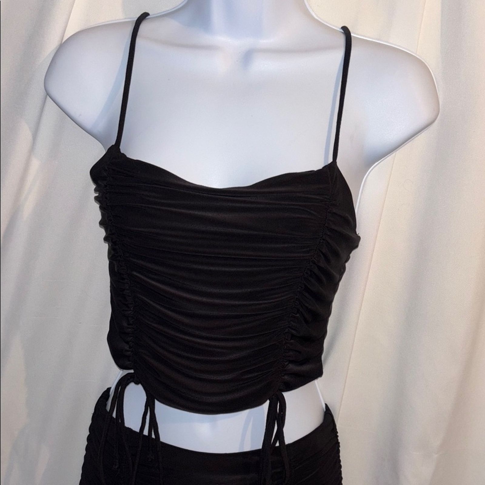 The Unbranded Brand Popular 21 Black Ruched 2 Piece Set Size Medium Size M / US 6-8 / IT 42-44 - 3 Thumbnail