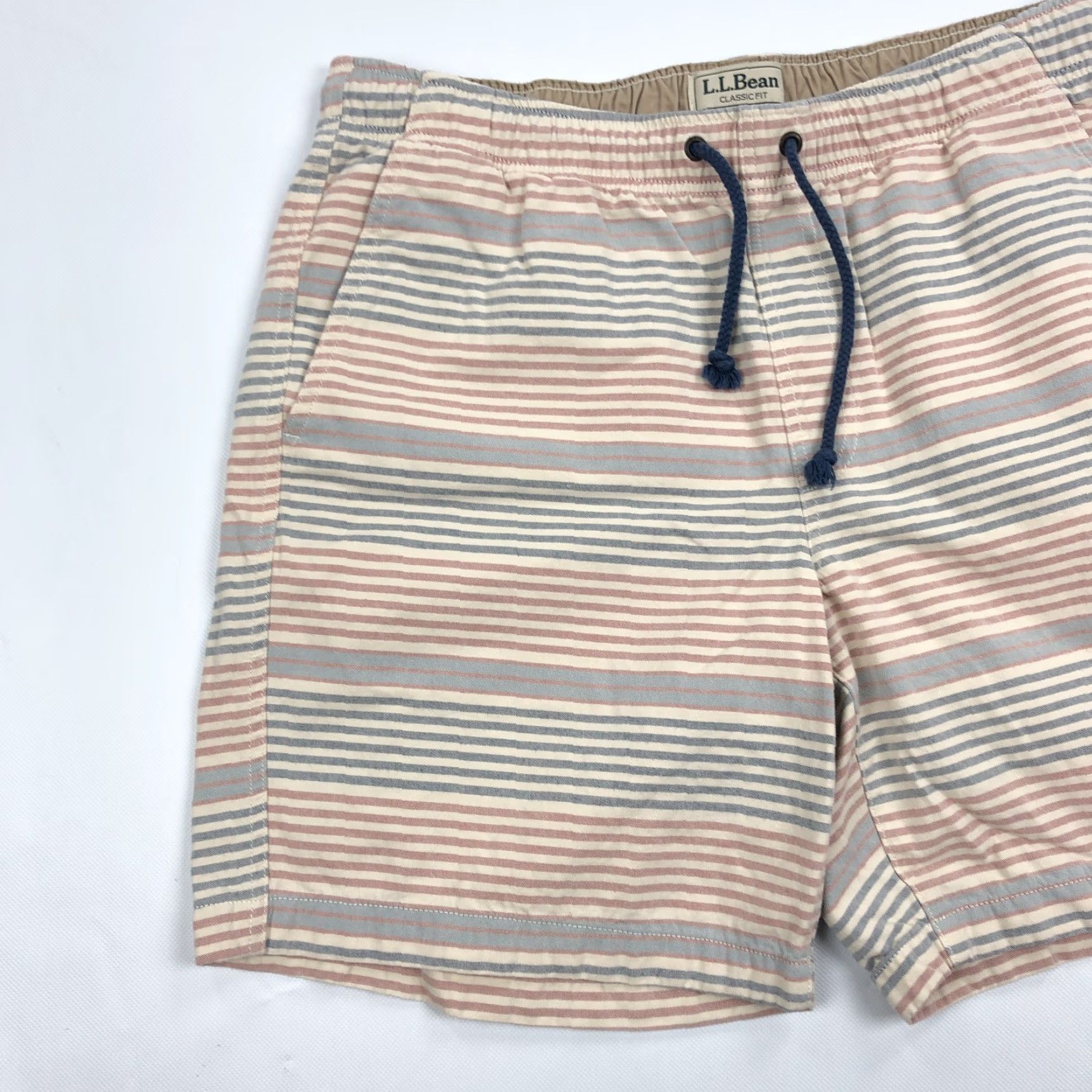 Vintage L.L.Bean Mens L-REG Classic Fit Striped Organic Cotton Pull-On Shorts Size US 33 - 2 Thumbnail
