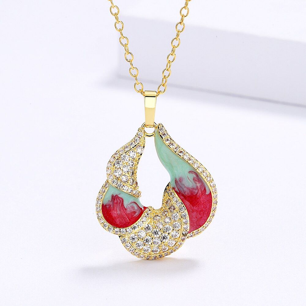 Jewelry Unique Shiny Handmade Enamel Necklace Size ONE SIZE - 3 Thumbnail