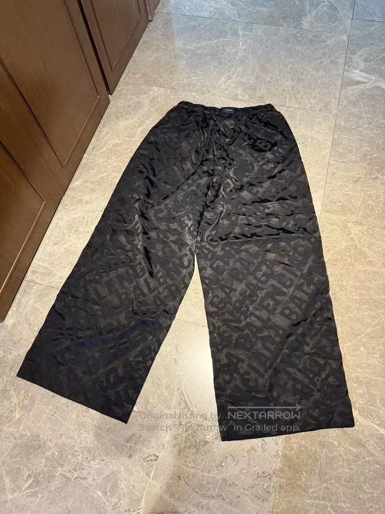 Balenciaga Balenciaga Printed Dark Pattern Logo Silk Wide Leg Trouser Size US 30 / EU 46 - 2 Thumbnail