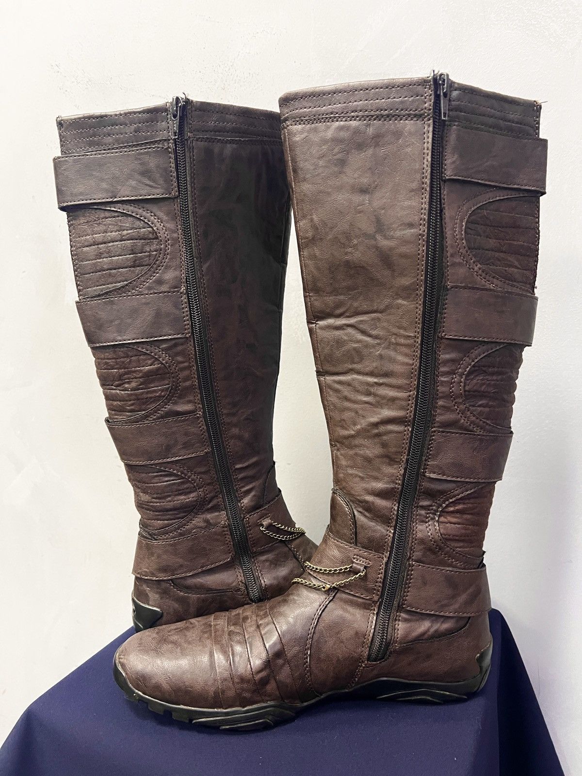 14th Addiction Leather hight moto Balenciaga style straps moto boxing boots Size US 8 / EU 41 - 9 Thumbnail