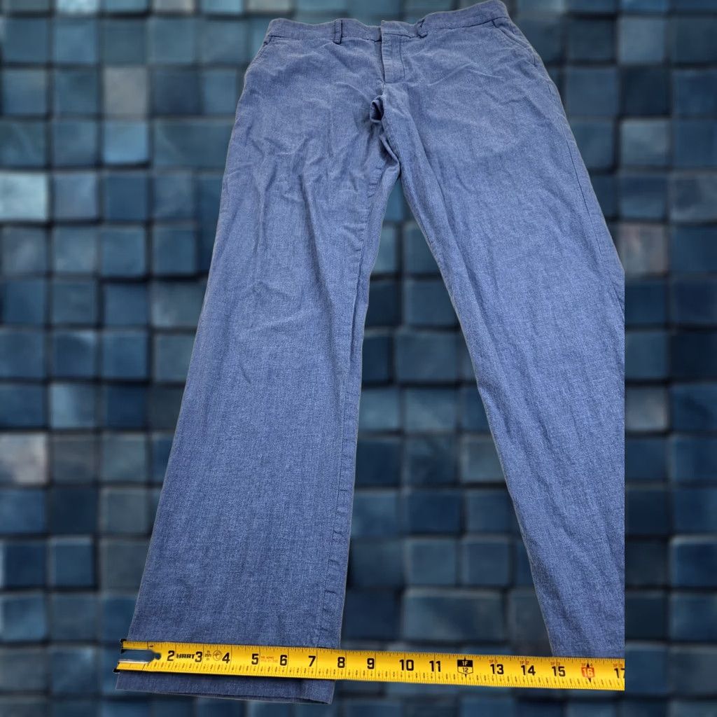 J.Crew J.CREW Lightweight Tapered Leg Cotton Chino Pants – Men 34x34 Blue Slim Fit Tapered Slant Pocket Front Flat Front Button Zip Size US 34 / EU 50 - 1 Thumbnail