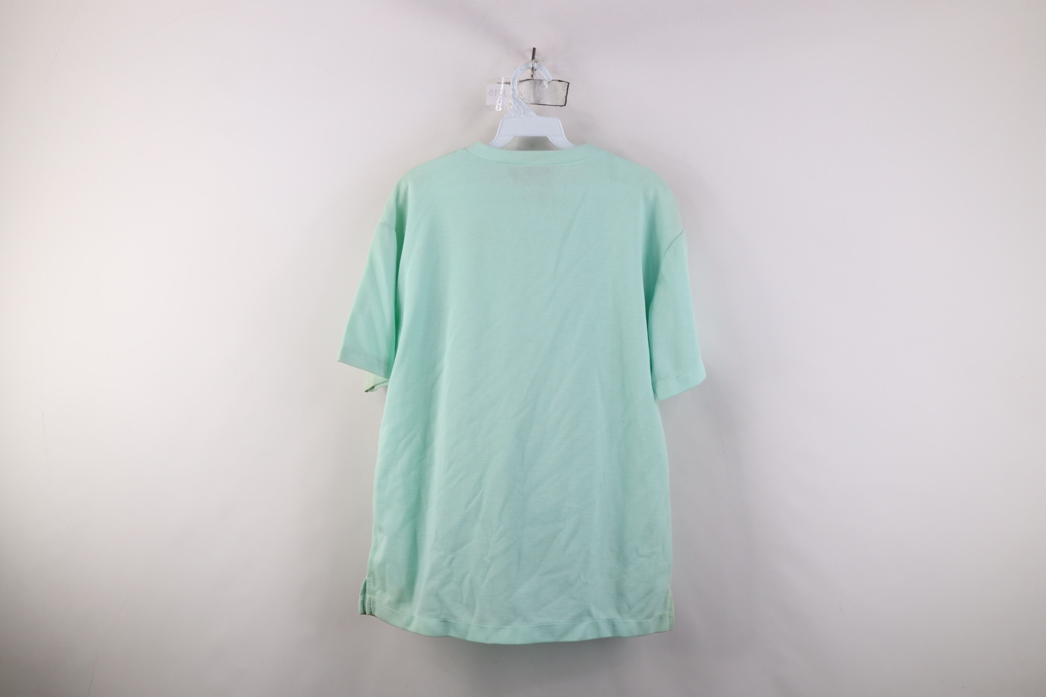 Vintage Vintage 80s 90s Streetwear Knit Henley T-Shirt Mint Green Size US L / EU 52-54 / 3 - 12 Thumbnail