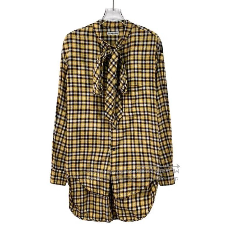 Balenciaga Balenciaga Checkered Bow Tie Long Sleeve Shirt. Size US S / EU 44-46 / 1 - 1 Thumbnail