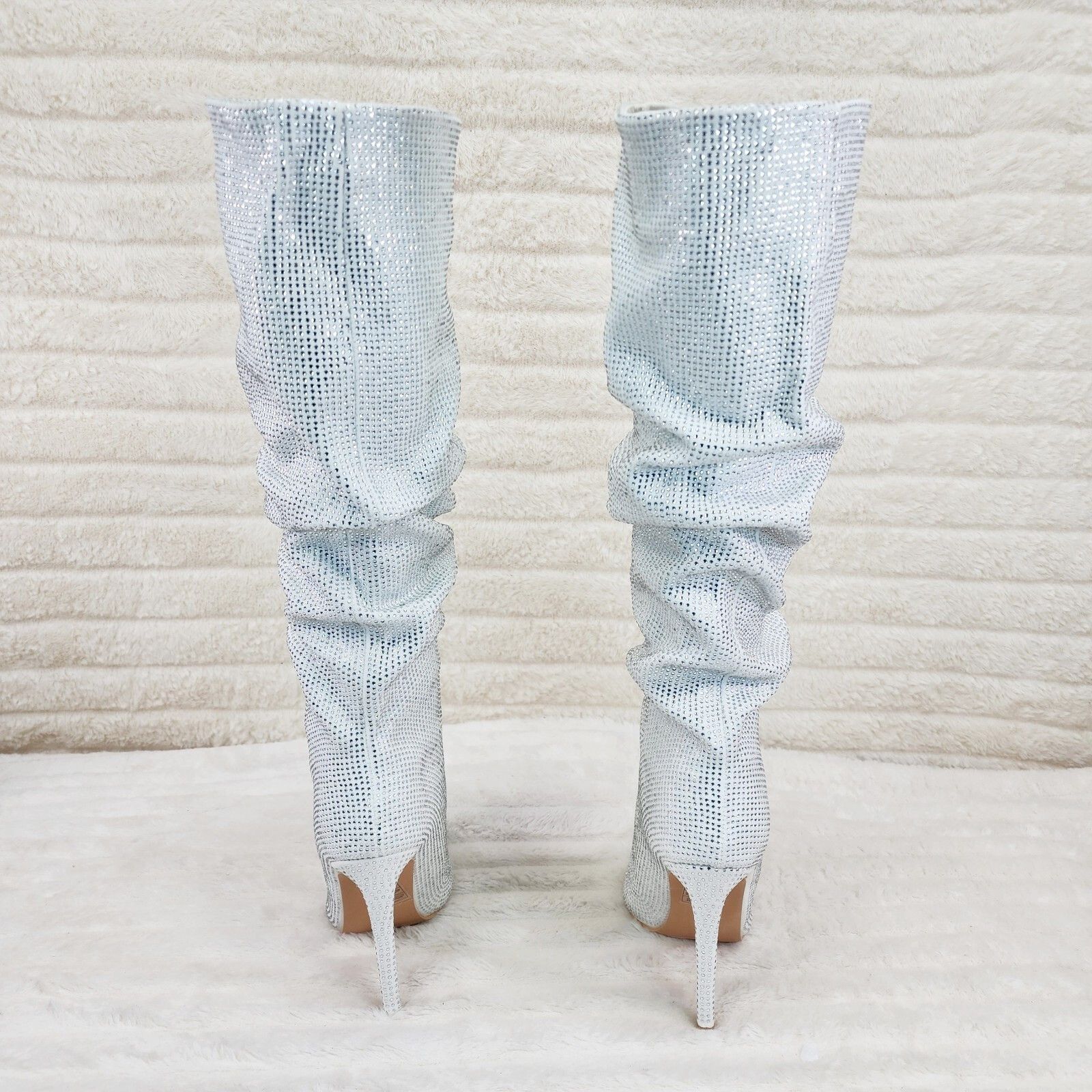 Other Radiant White Sparkling Rhinestone High Heel Stiletto Slouch Size US 5.5 / IT 35.5 - 4 Thumbnail
