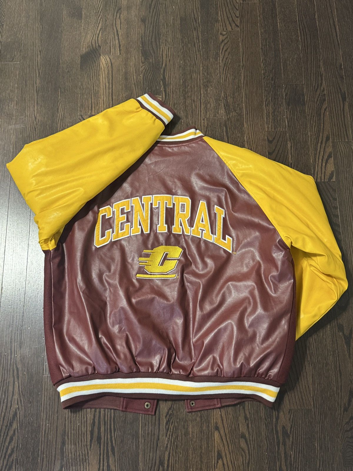 Steve And Barrys Steve & Barry's (CMU) Maroon & Yellow Varsity Jacket Size US M / EU 48-50 / 2 - 2 Thumbnail