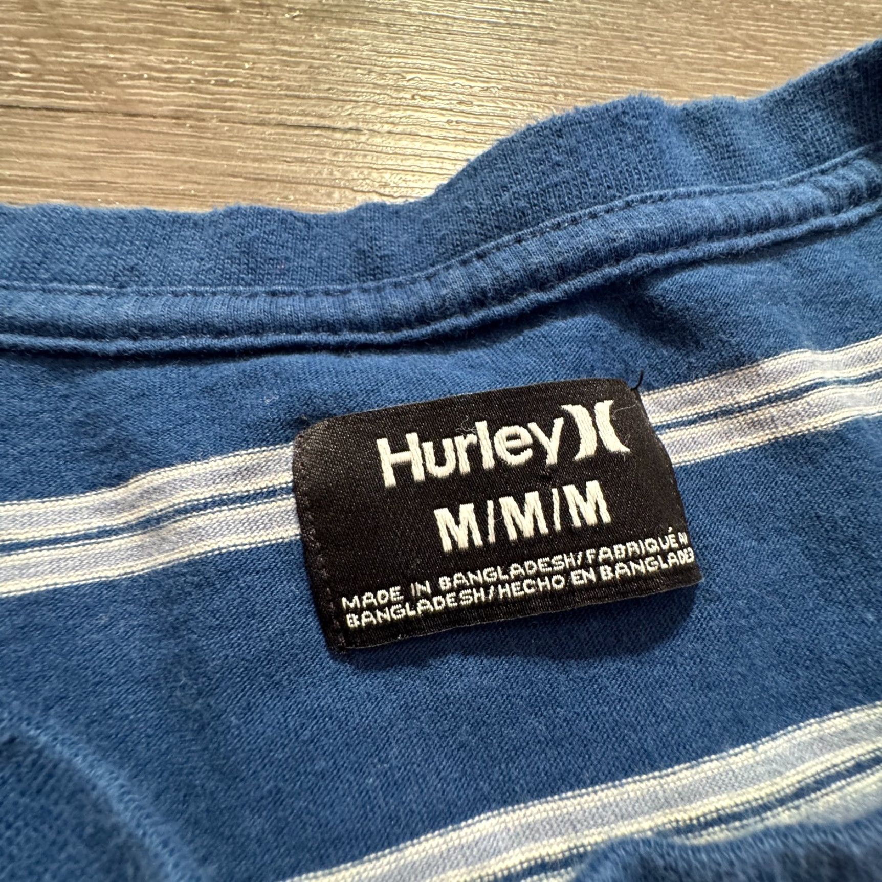 Hurley Hurley Shirt Adult Medium Blue Stripe Short Sleeve Tee Cotton Logo Sports Outdoor 90s Mens Size US M / EU 48-50 / 2 - 3 Thumbnail
