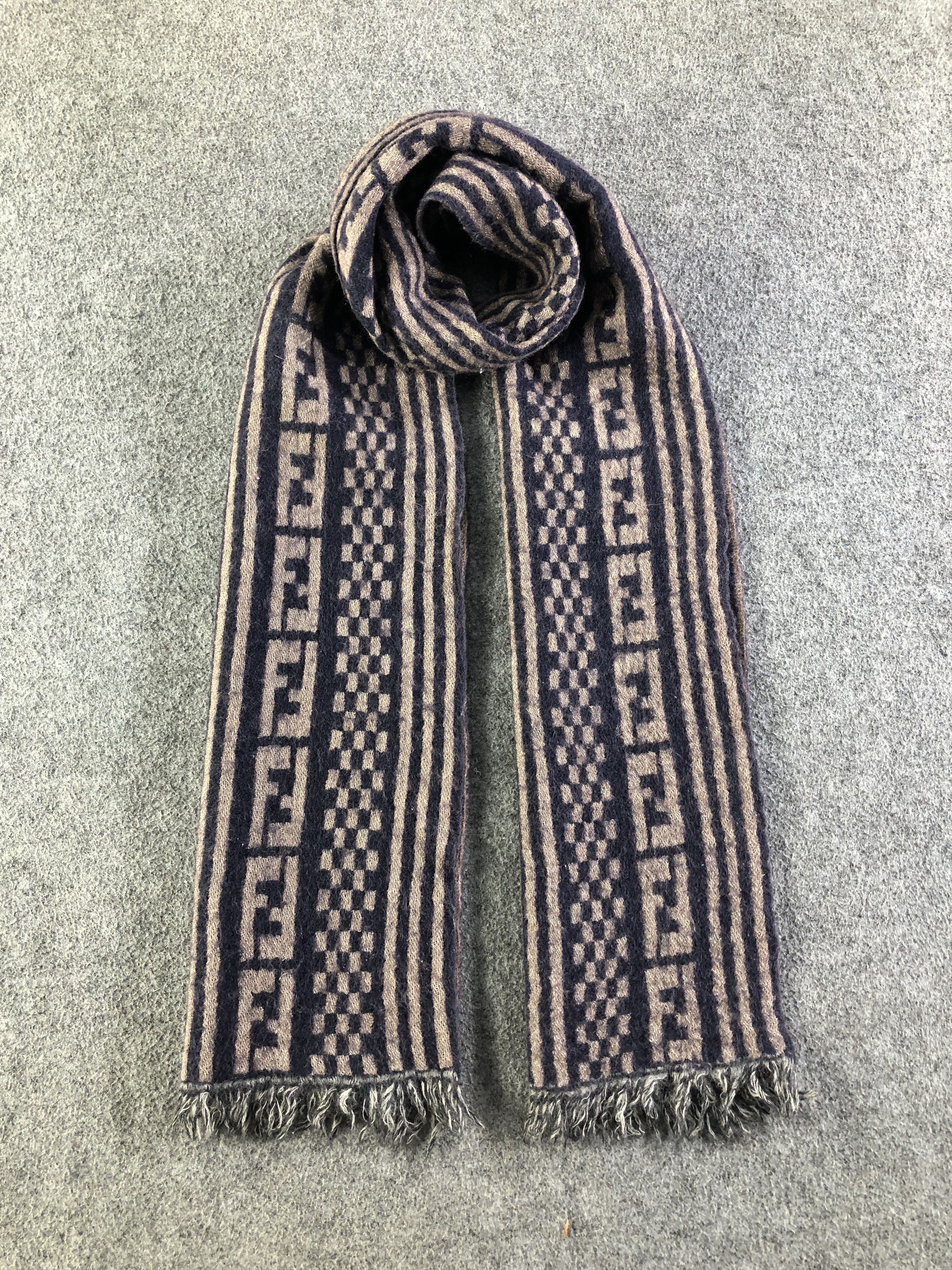 Fendi Monogram Wool Scarf / Muffler / Neckwear SS1305