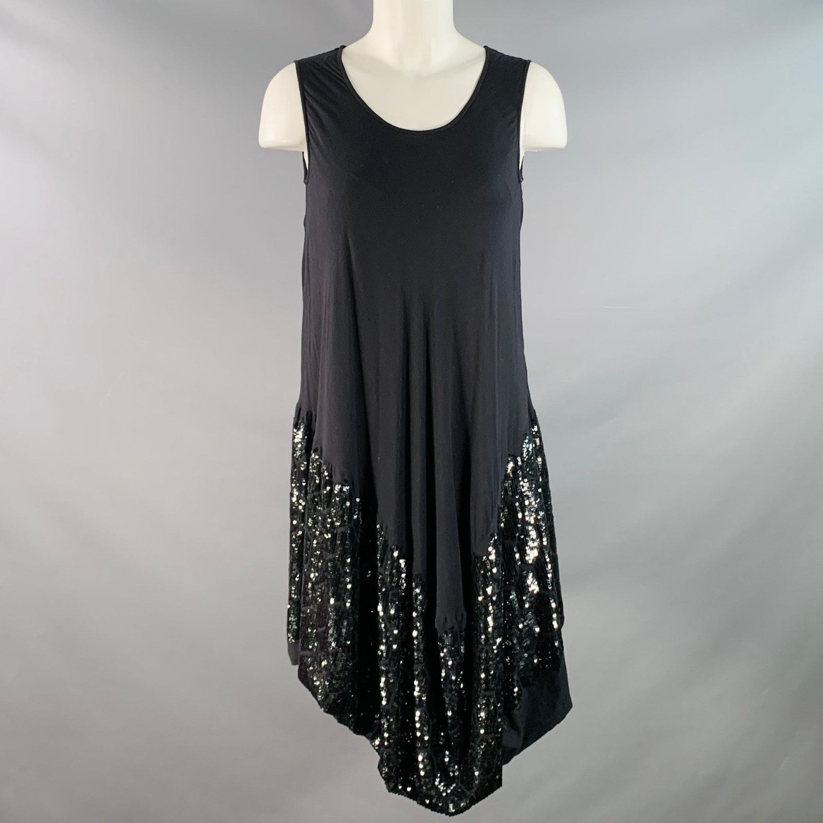 Peachoo + Krejberg PEACHOO+KREJBERG Black Cotton Sequined Midi Dress Size S / US 4 / IT 40 - 1 Thumbnail