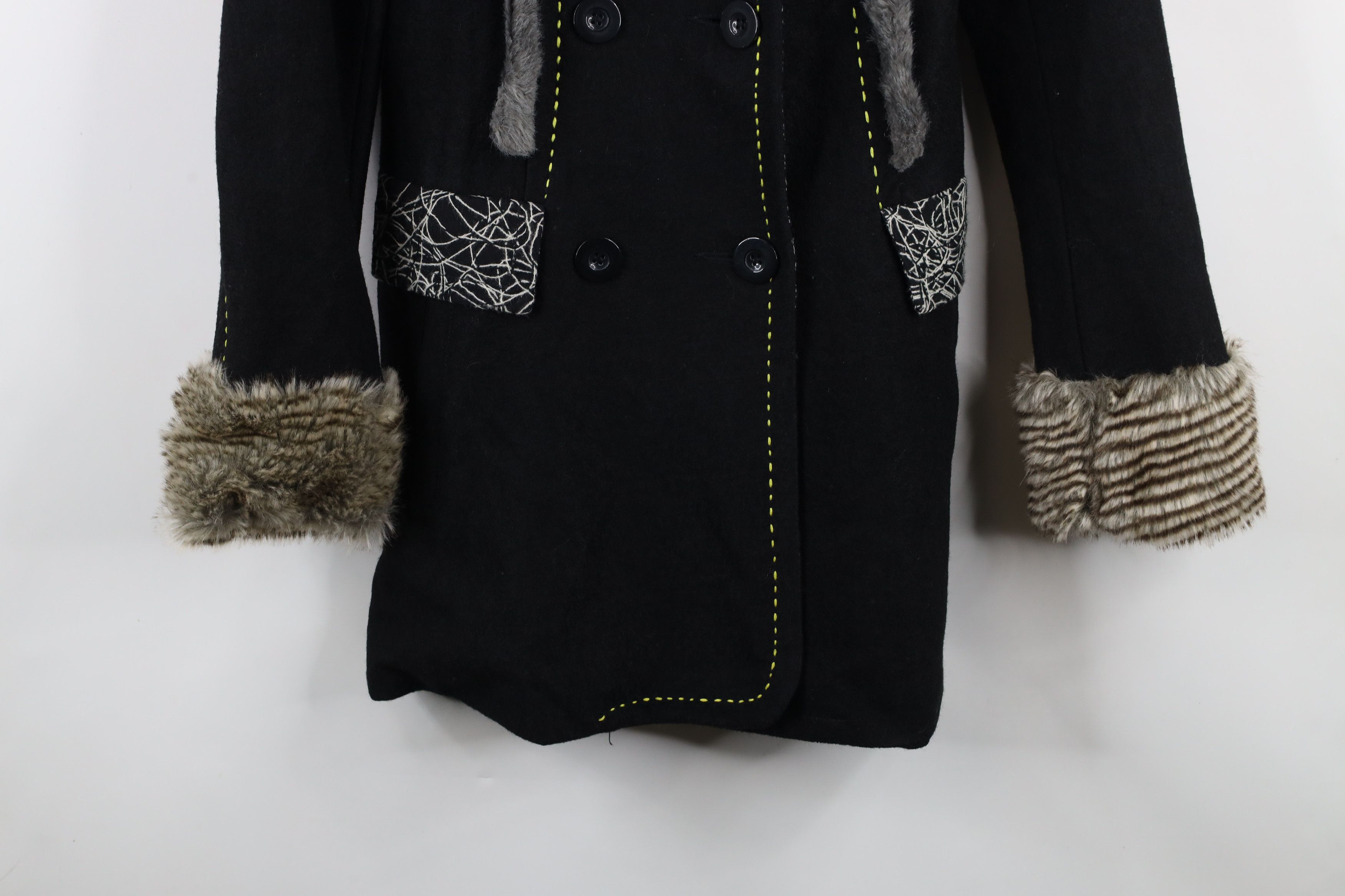 Vintage New Buckle BKE Trim Wool Pennylane Peacoat Jacket Black Size S / US 4 / IT 40 - 4 Thumbnail