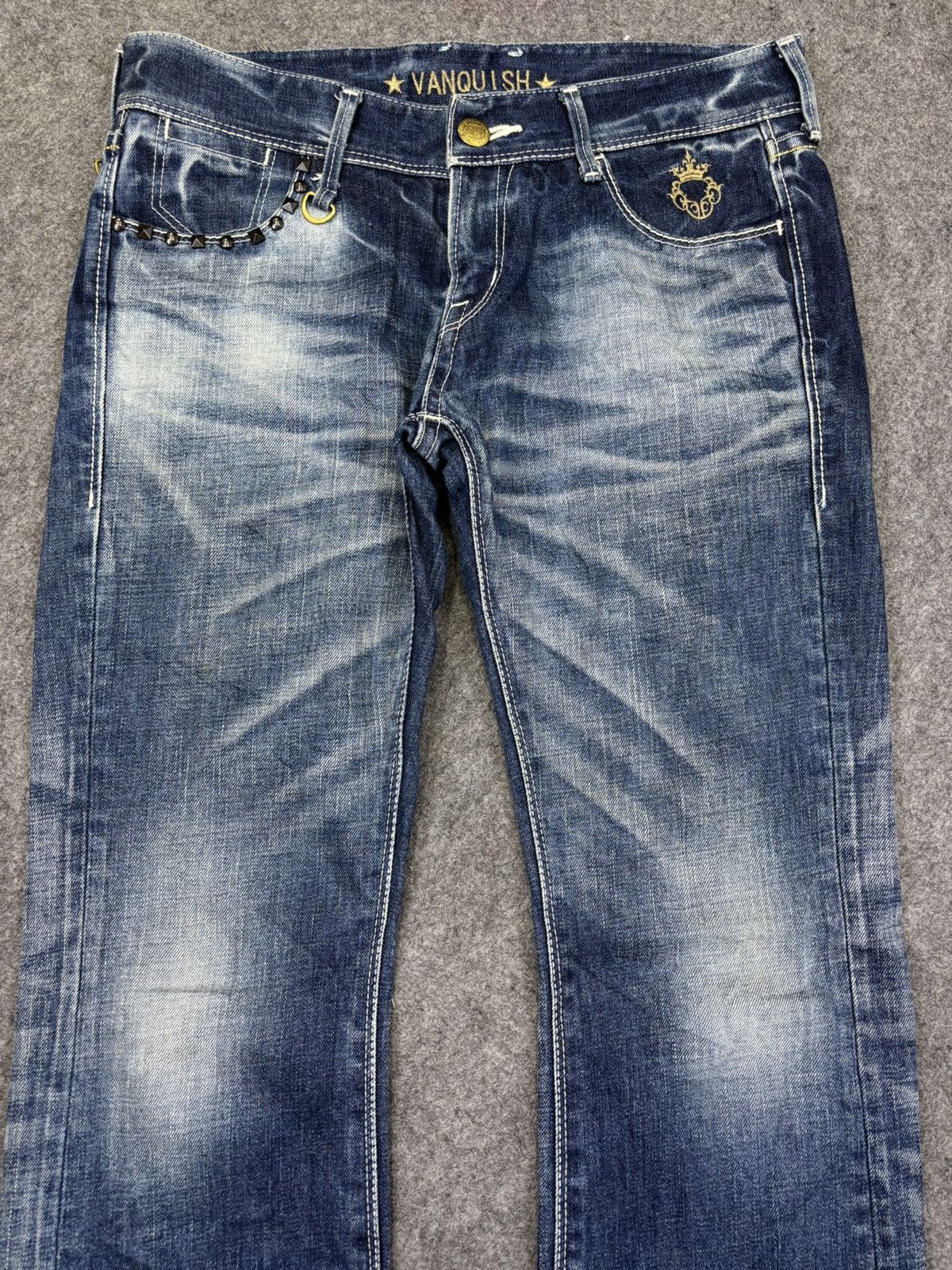 Vanquish 💥Flare💥Vanquish Crazy Fades Low Rise Spiky Flare Denim K1 Size US 32 / EU 48 - 3 Thumbnail