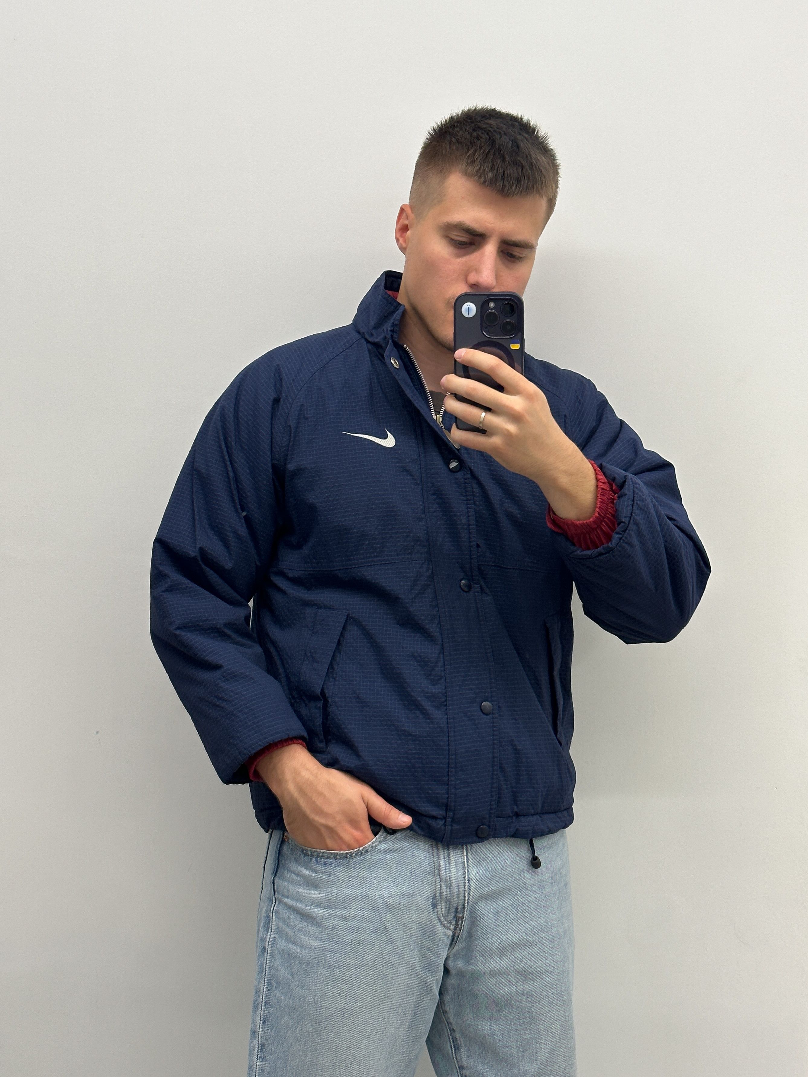 Nike × Vintage Vintage 90s Nike Bomber Jacket Size US S / EU 44-46 / 1 - 1 Thumbnail