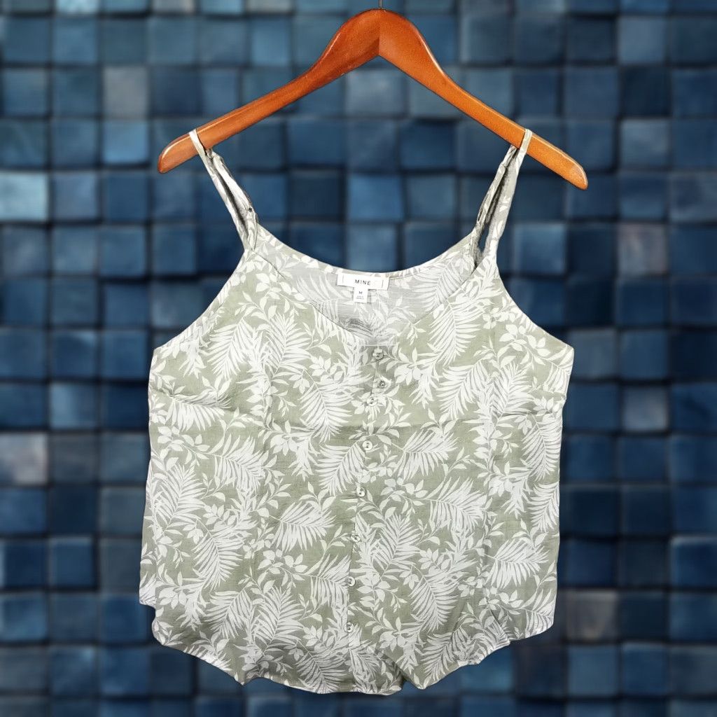 Anthropologie VINTAGE Anthropologie MINE Women's Tank Top Sleeveless Spaghetti Strap Floral Green Medium Size M / US 6-8 / IT 42-44 - 1 Thumbnail