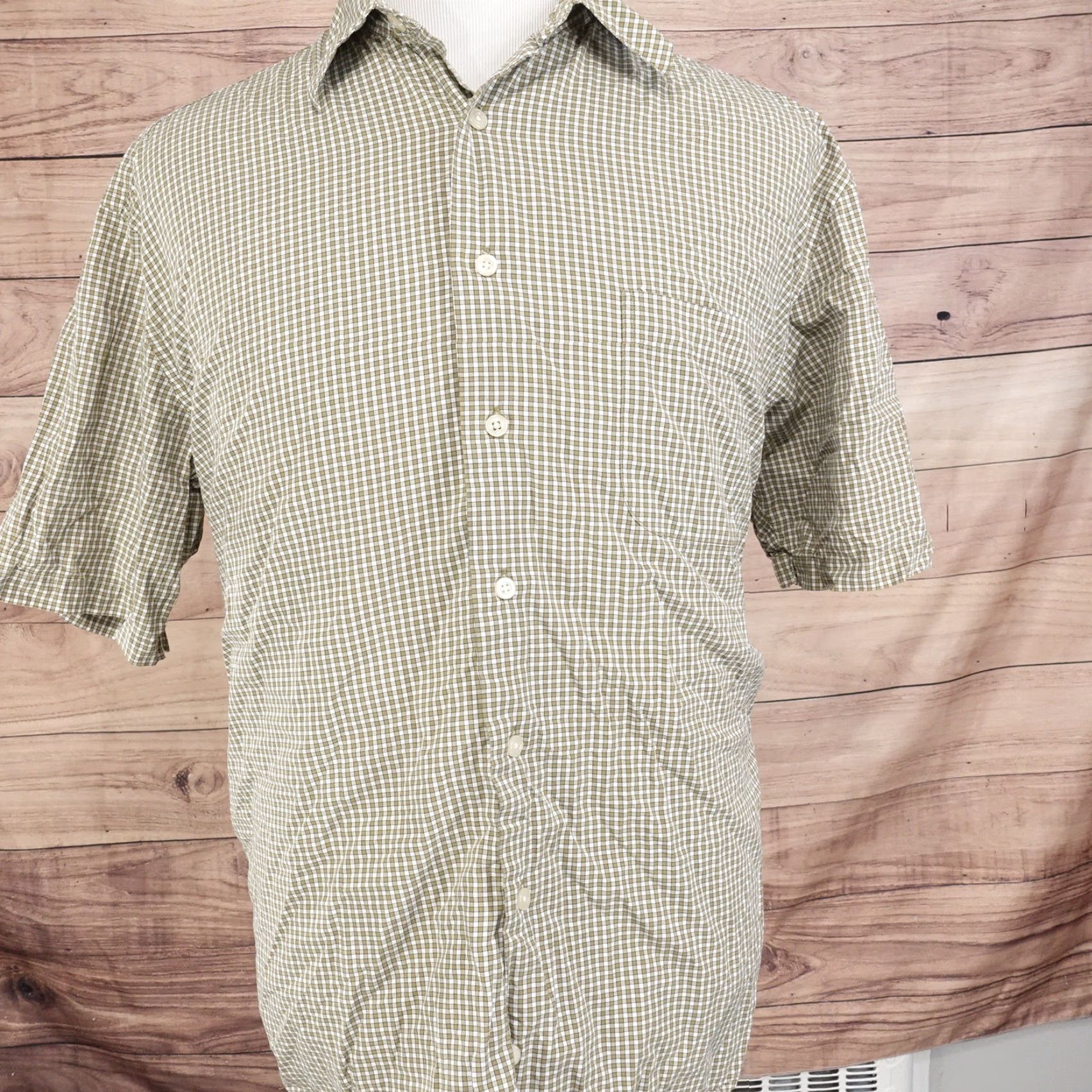 Eddie Bauer Vintage Eddie Bauer Short Sleeve Check Button-Up Shirt Mens XL Green Cotton Casual Size US XL / EU 56 / 4 - 3 Thumbnail