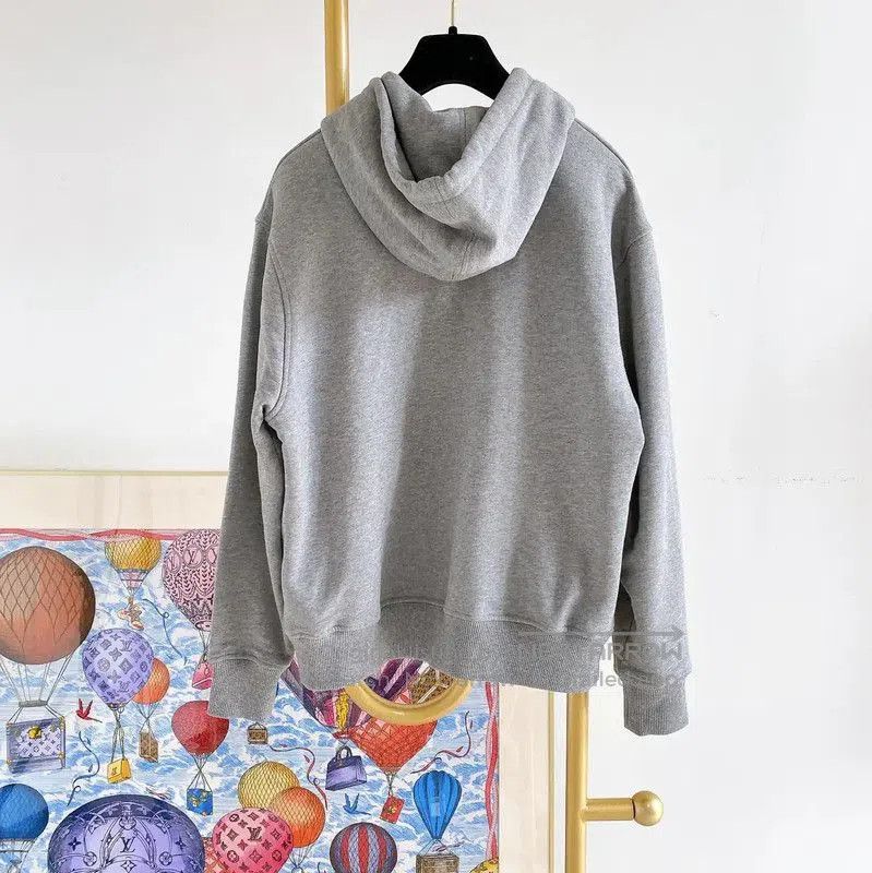 AMI Gray Cotton Long Sleeve Hoodie .
