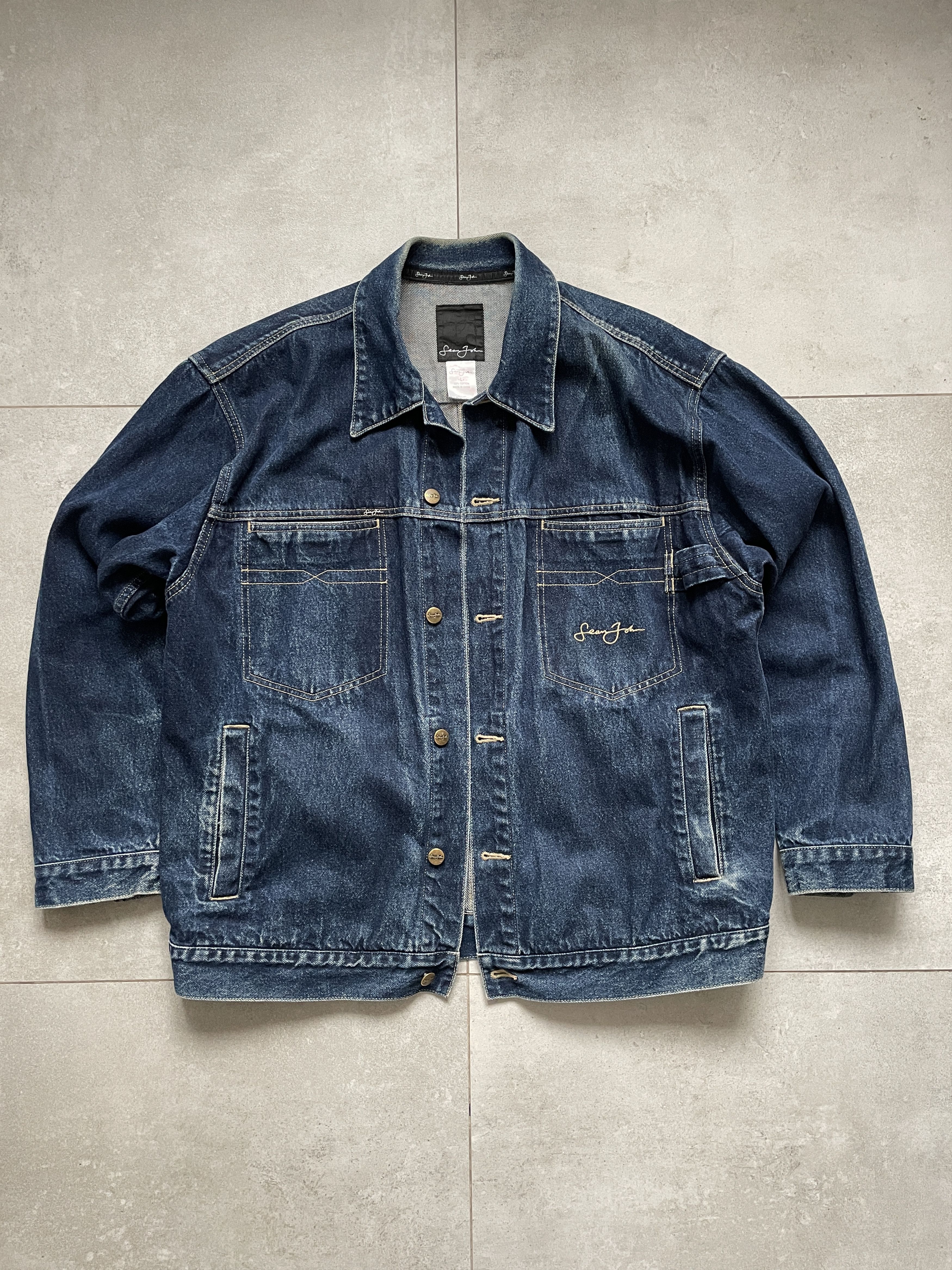 Sean John × Vintage Y2K SEAN JOHN HARLEM NEW YORK BAGGY DENIM JACKET Size US L / EU 52-54 / 3 - 3 Thumbnail