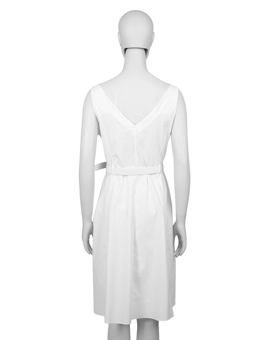 Prada Prada 1995 White Belted Dress Size L / US 10 / IT 46 - 5 Thumbnail