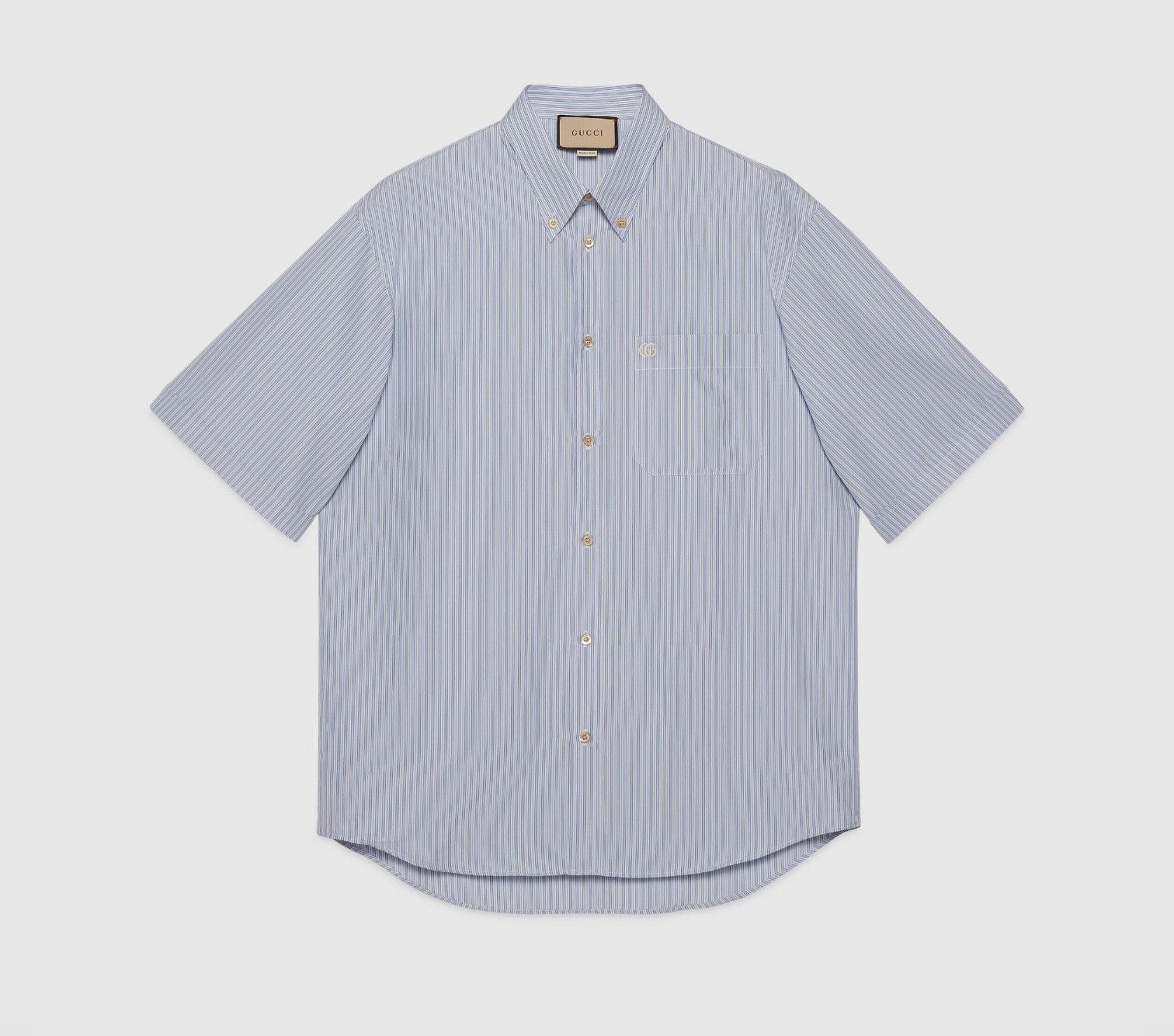 Gucci o1mt1gz0525 Striped Cotton Shirt in White/Blue Size US S / EU 44-46 / 1 - 1 Thumbnail