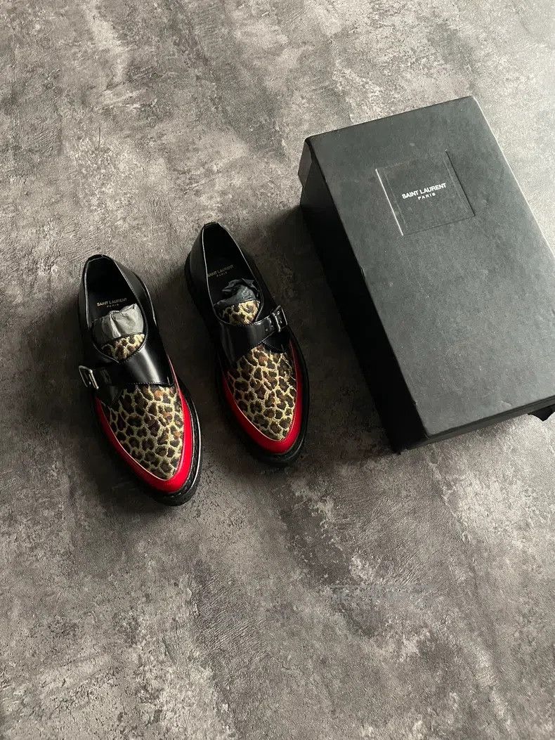 Saint Laurent Paris Saint Laurent Paris Silk Leopard Print Patchwork Wedge Sho Size US 7 / EU 40 - 1 Thumbnail