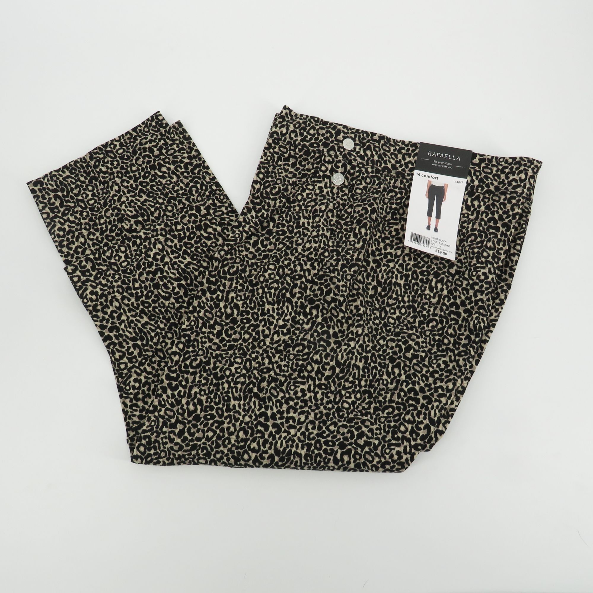 Other Rafaella Womens Leopard Print Capri Pants Size 14 Black Brow Size 36" / US 14 / IT 50 - 1 Thumbnail